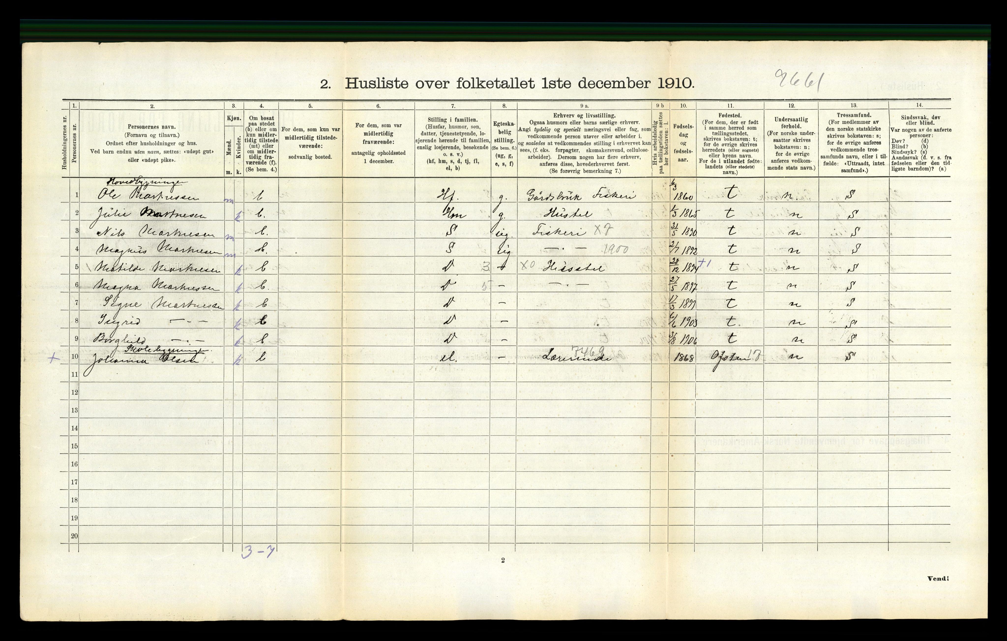 RA, 1910 census for Steigen, 1910, p. 124