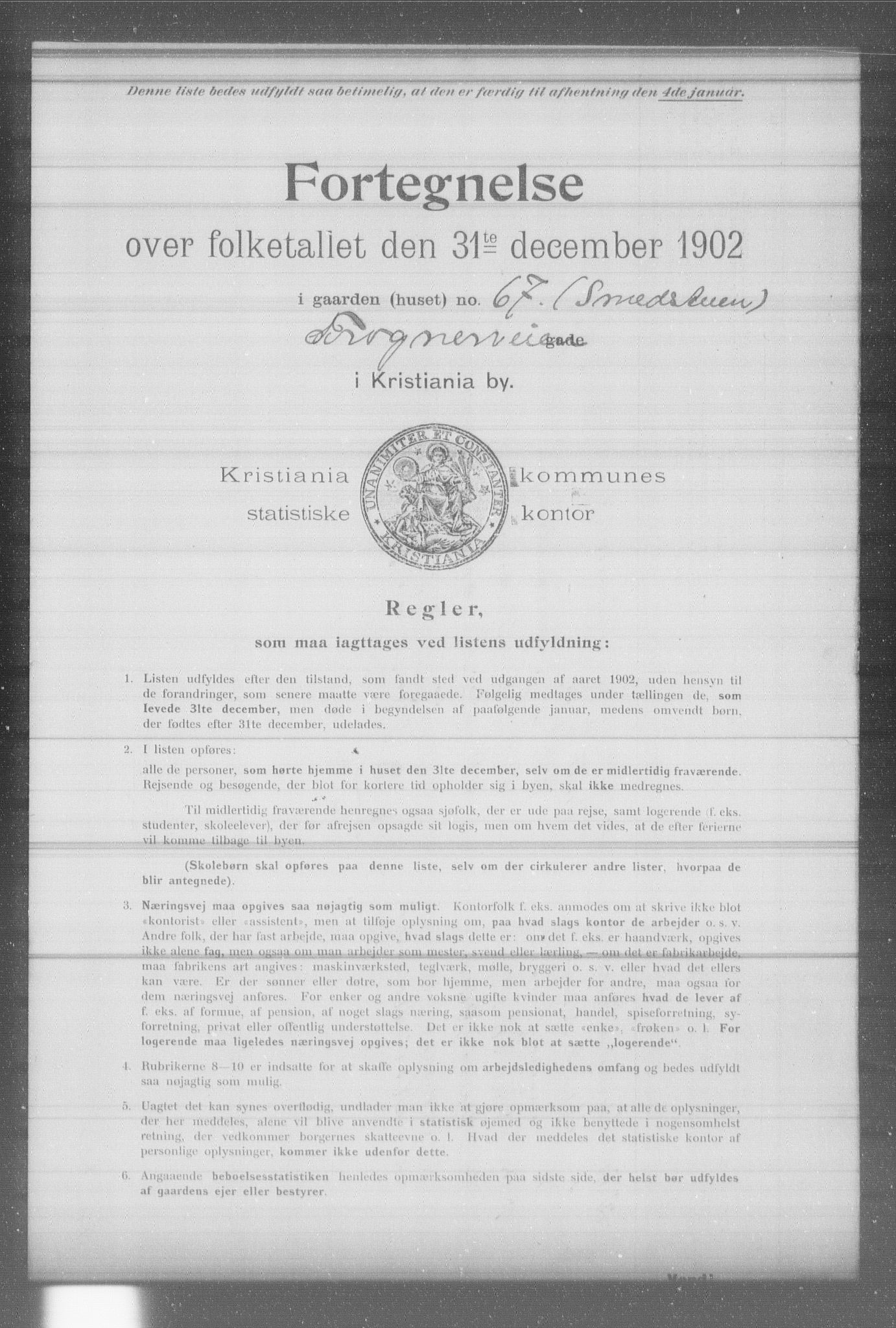 OBA, Municipal Census 1902 for Kristiania, 1902, p. 5405