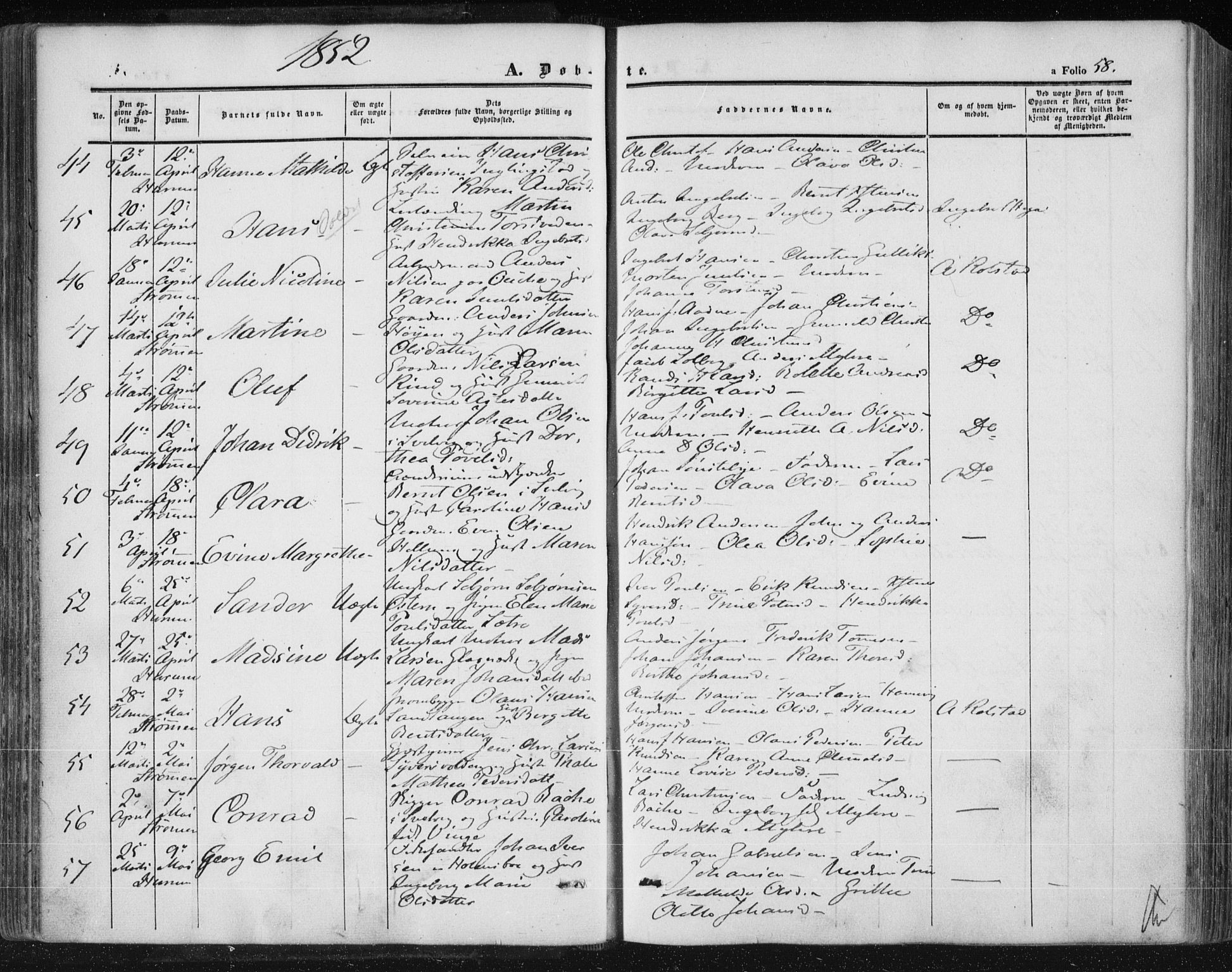 Hurum kirkebøker, SAKO/A-229/F/Fa/L0011: Parish register (official) no. 11, 1847-1860, p. 58