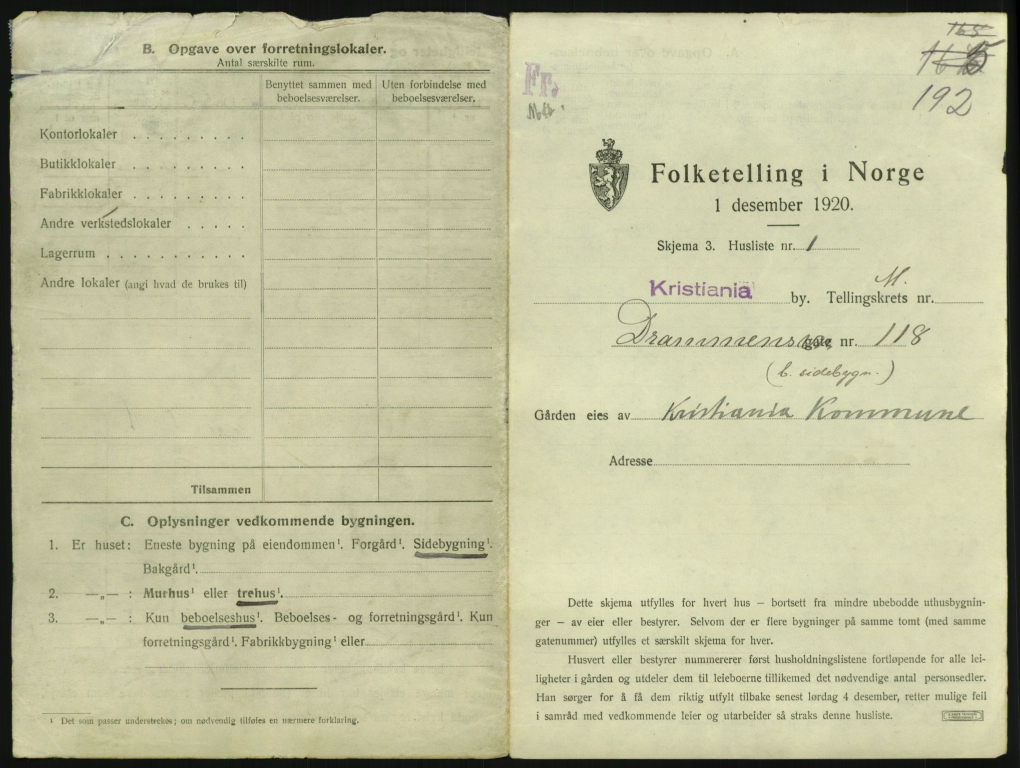 SAO, 1920 census for Kristiania, 1920, p. 16845