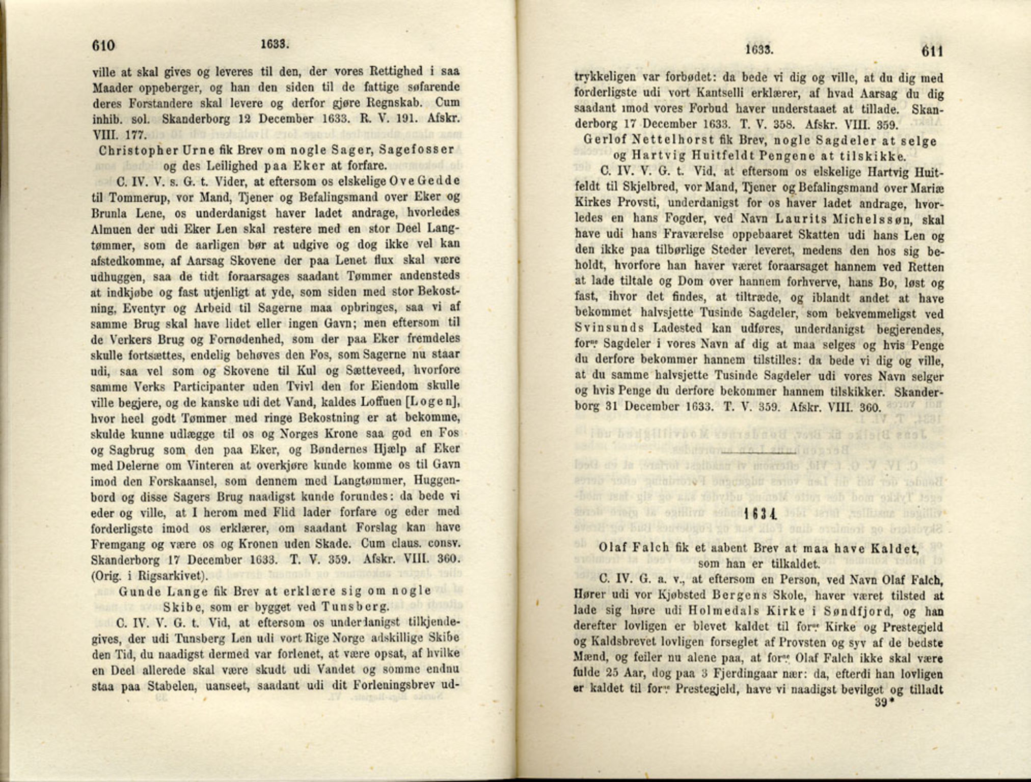 Publikasjoner utgitt av Det Norske Historiske Kildeskriftfond, PUBL/-/-/-: Norske Rigs-Registranter, bind 6, 1628-1634, p. 610-611