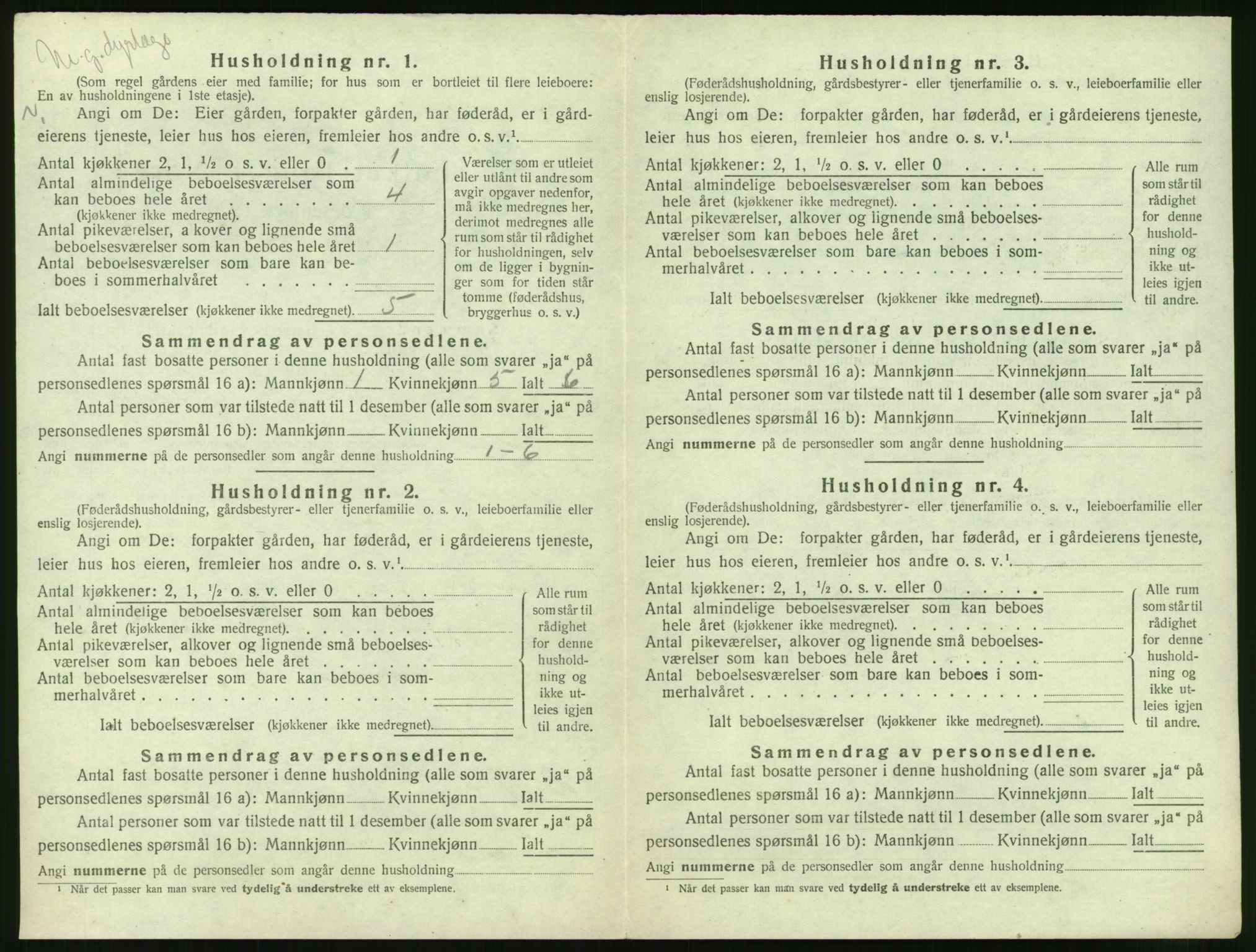 SAT, 1920 census for Grytten, 1920, p. 431