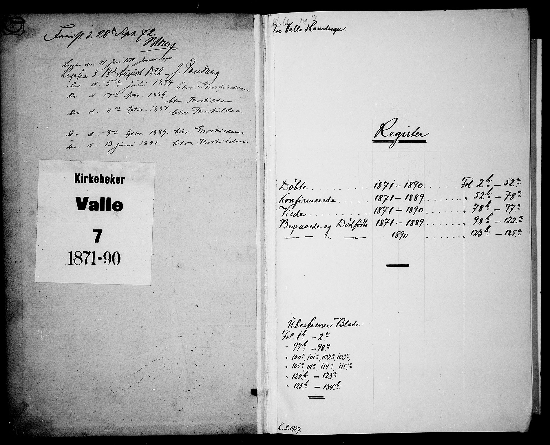 Valle sokneprestkontor, SAK/1111-0044/F/Fb/Fbc/L0003: Parish register (copy) no. B 3, 1871-1890