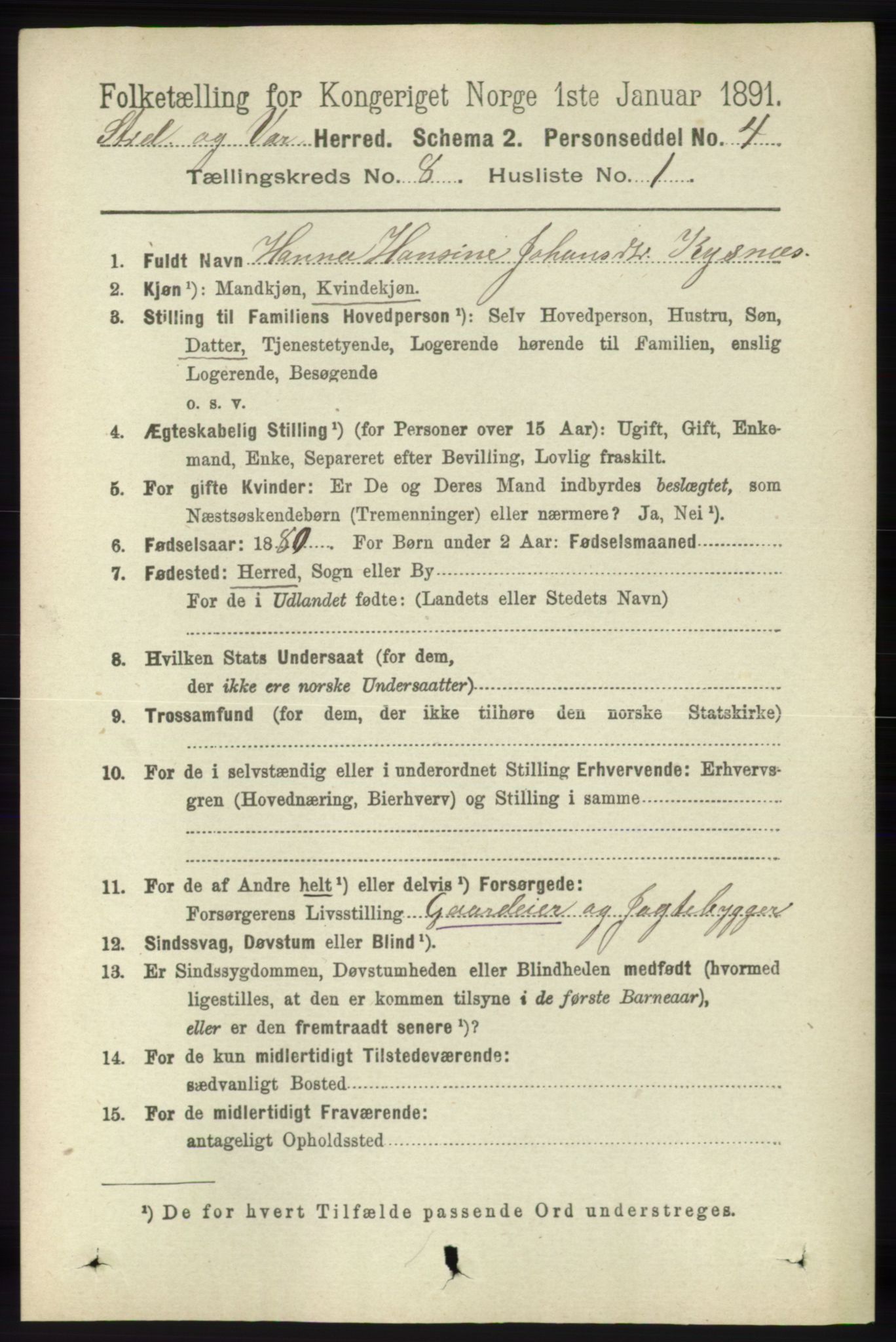 RA, 1891 census for 1226 Strandebarm og Varaldsøy, 1891, p. 2955