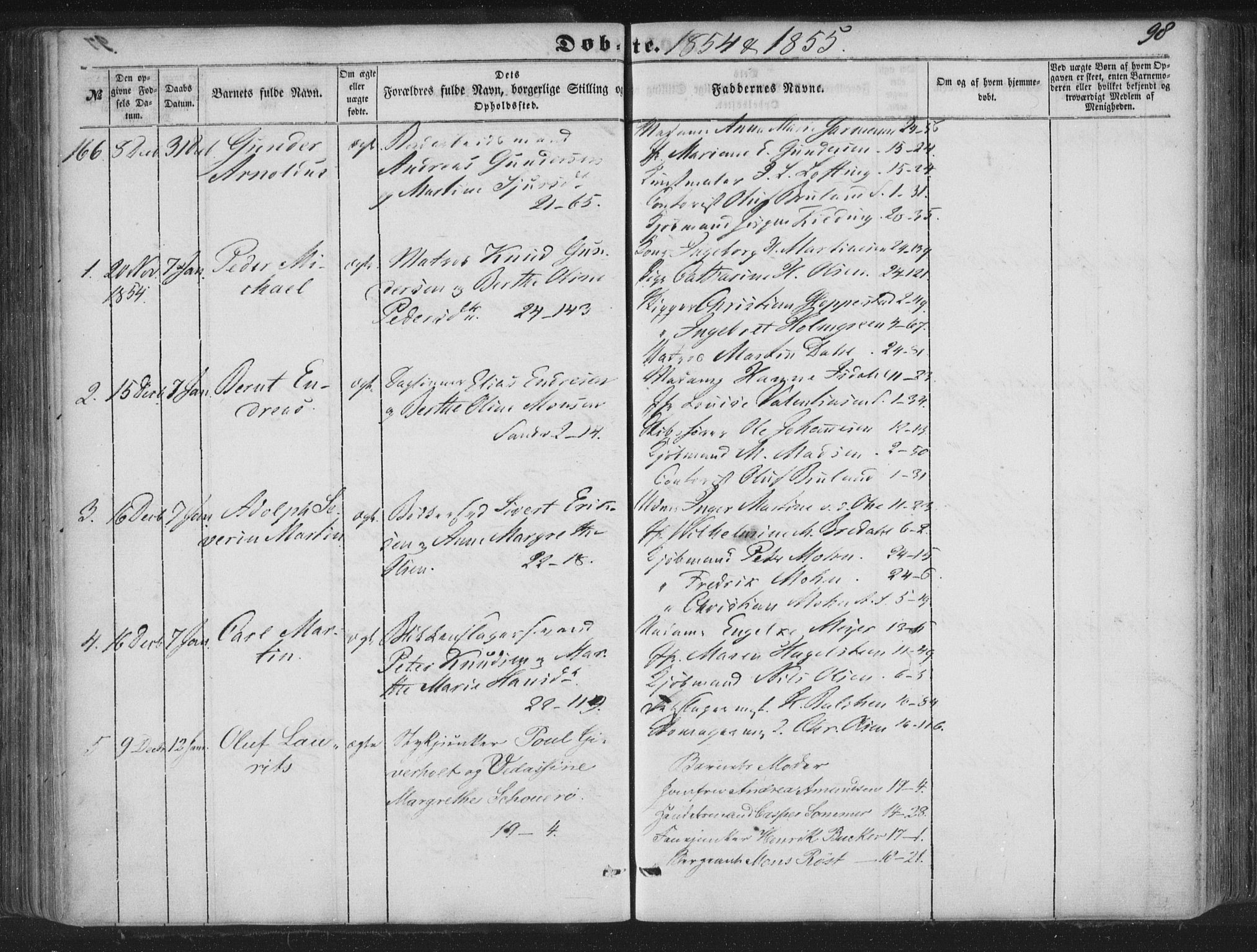 Korskirken sokneprestembete, SAB/A-76101/H/Haa/L0017: Parish register (official) no. B 3, 1851-1857, p. 98