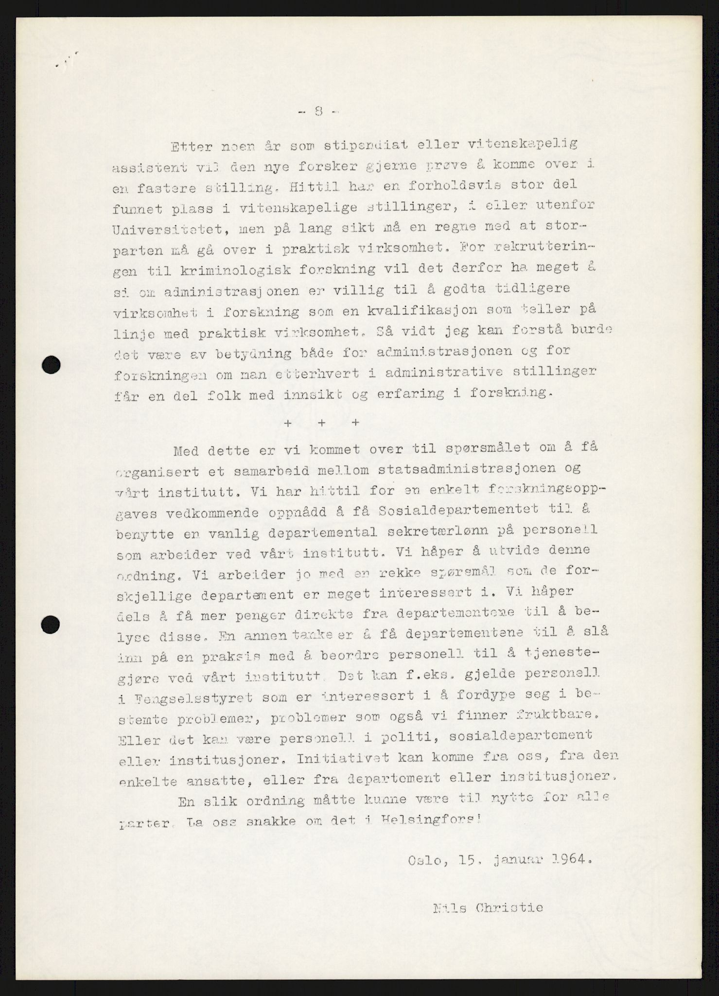 Justisdepartementet, Nordisk samarbeidsråd for kriminologi, AV/RA-S-1164/D/Da/L0001: A Rådets virksomhet, 1961-1974, p. 1200