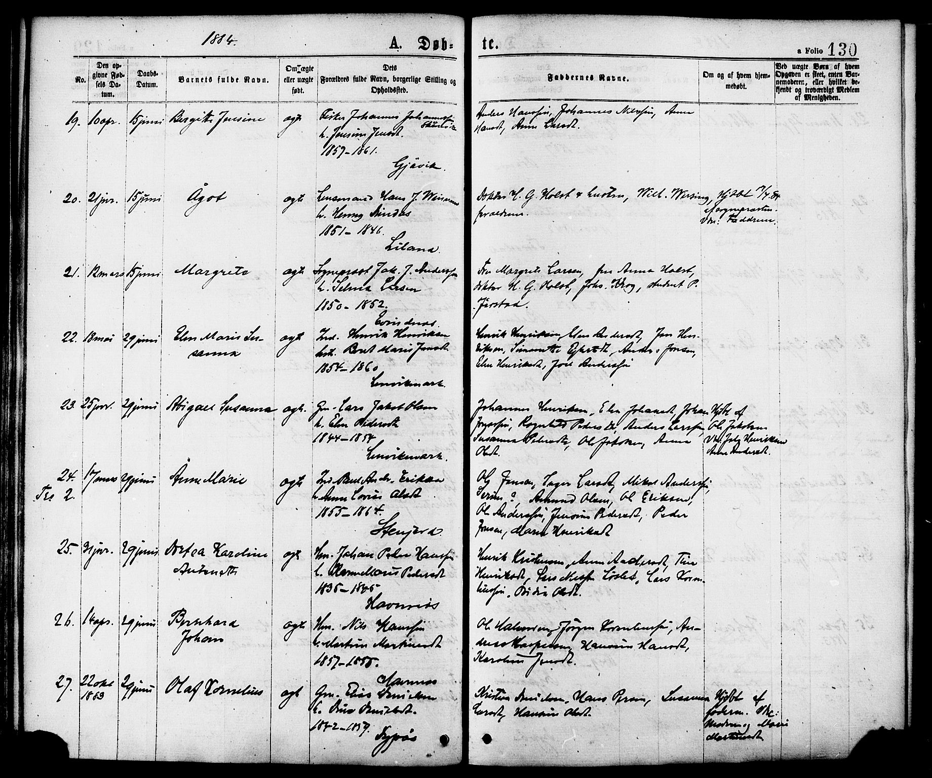 Ministerialprotokoller, klokkerbøker og fødselsregistre - Nordland, AV/SAT-A-1459/863/L0897: Parish register (official) no. 863A09, 1872-1886, p. 130