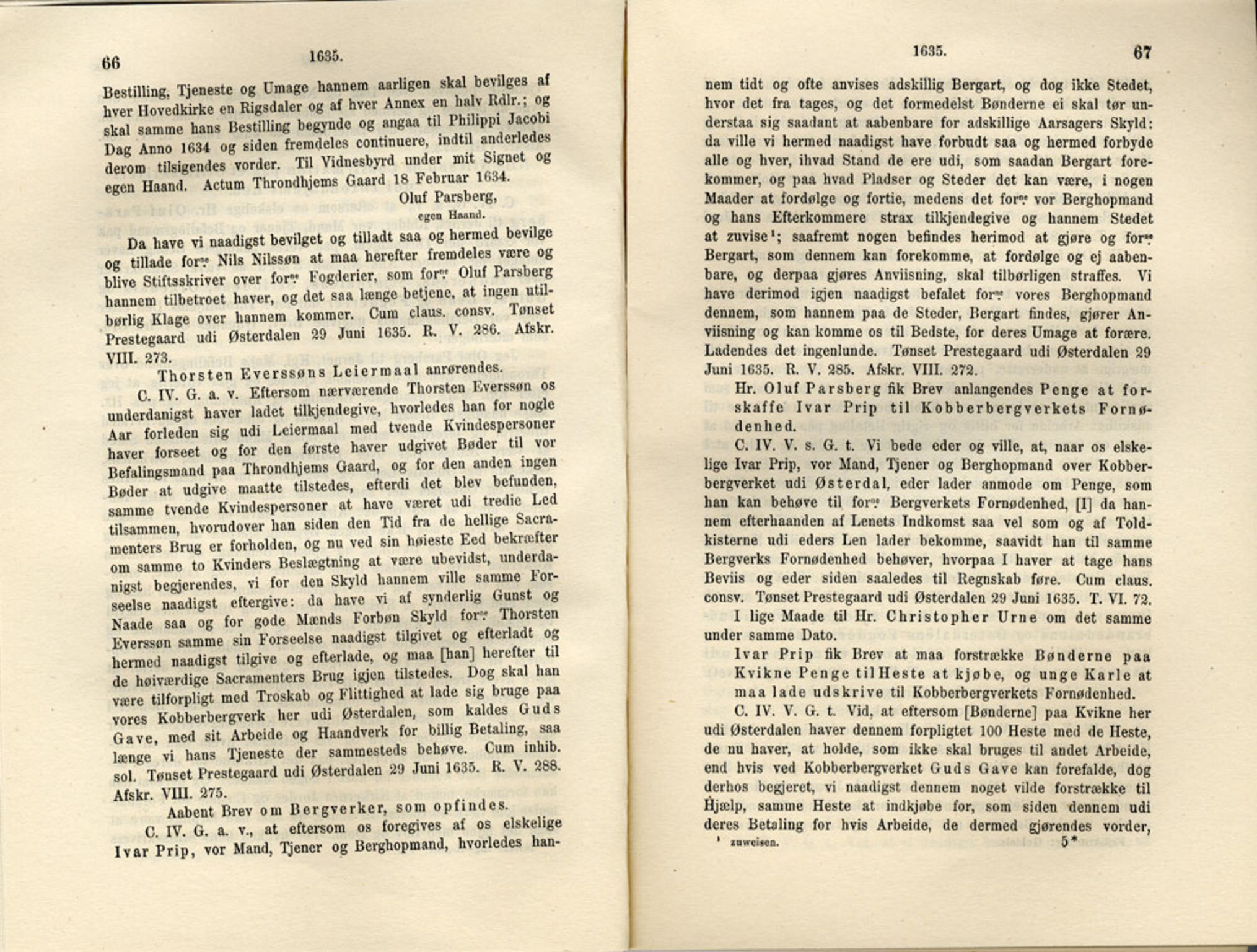 Publikasjoner utgitt av Det Norske Historiske Kildeskriftfond, PUBL/-/-/-: Norske Rigs-Registranter, bind 7, 1635-1640, p. 66-67