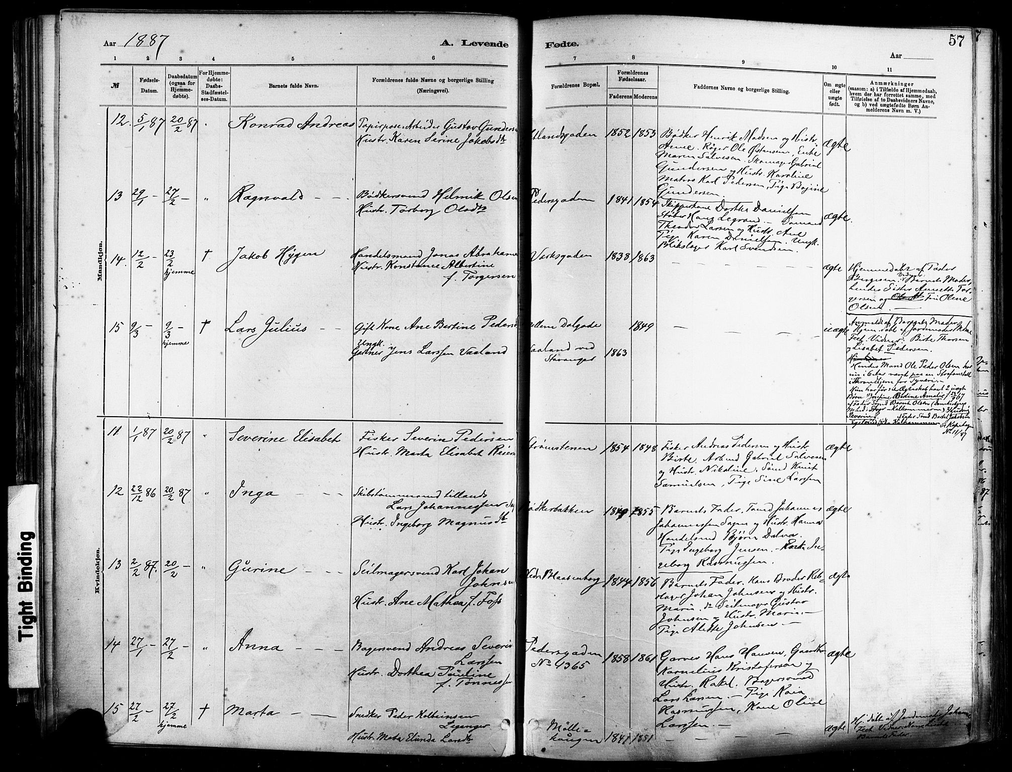 St. Johannes sokneprestkontor, AV/SAST-A-101814/001/30/30BA/L0001: Parish register (official) no. A 1, 1885-1891, p. 57