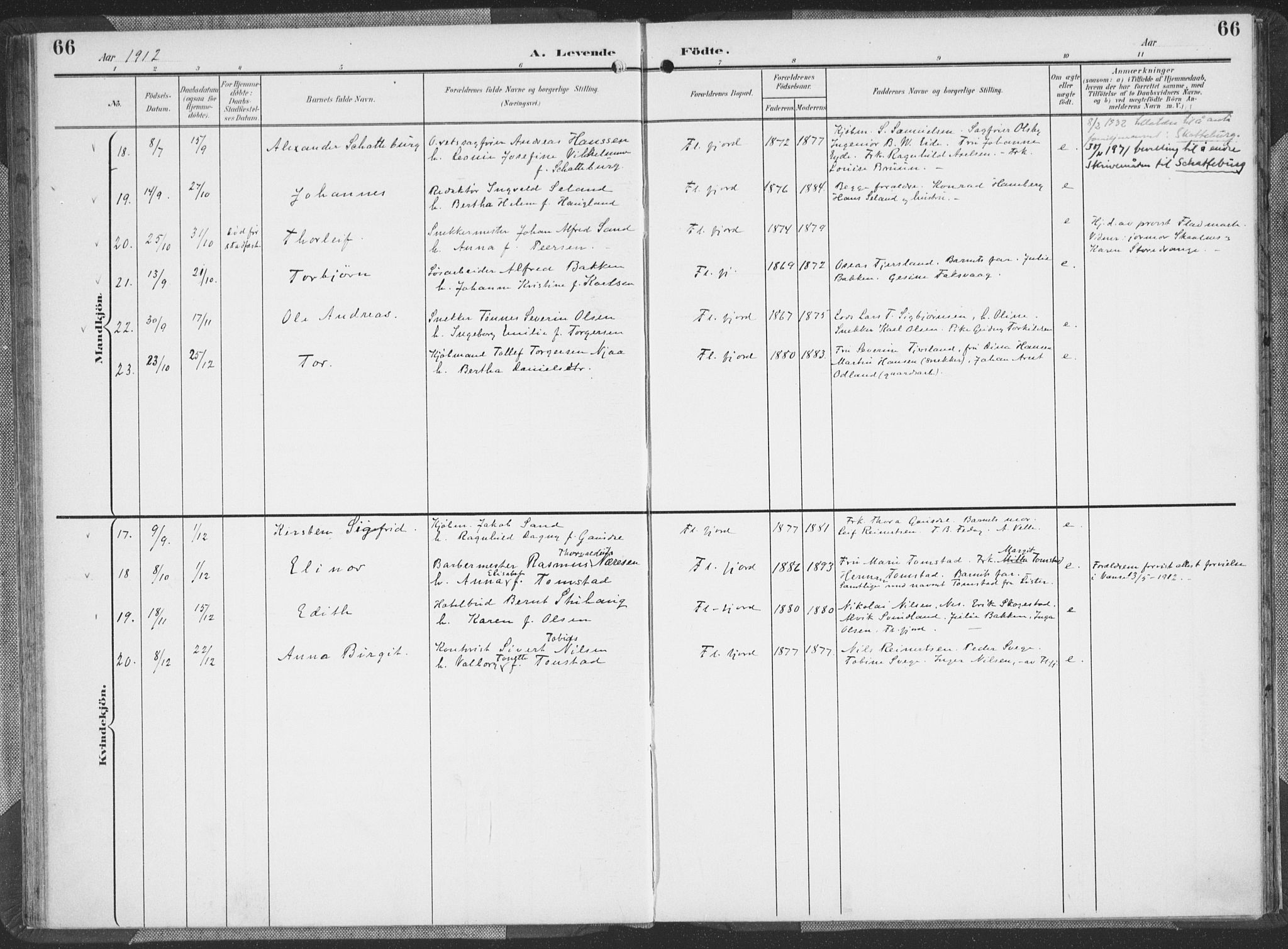 Flekkefjord sokneprestkontor, SAK/1111-0012/F/Fa/Faa/L0002: Parish register (official) no. A 2, 1900-1912, p. 66