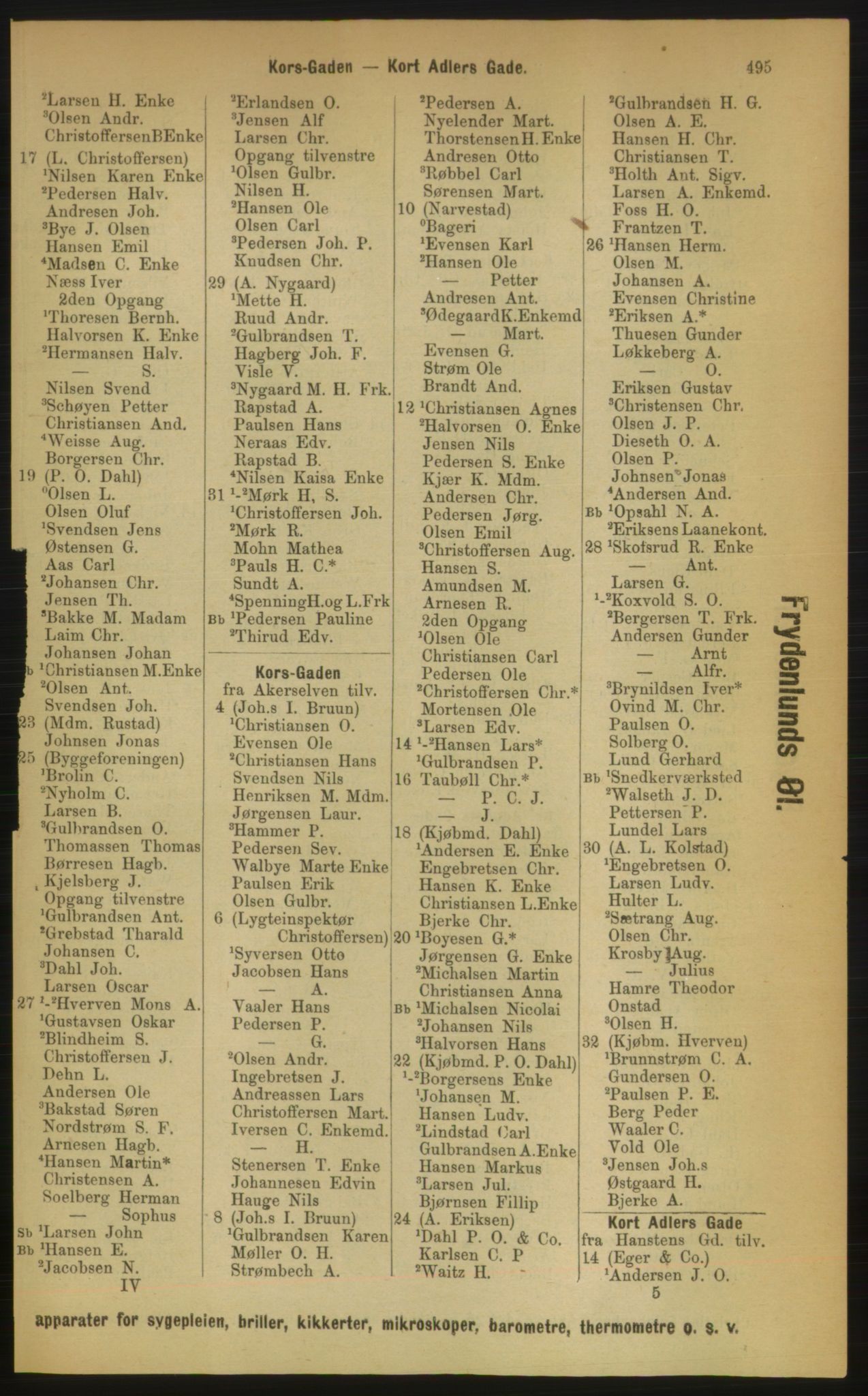 Kristiania/Oslo adressebok, PUBL/-, 1889, p. 495