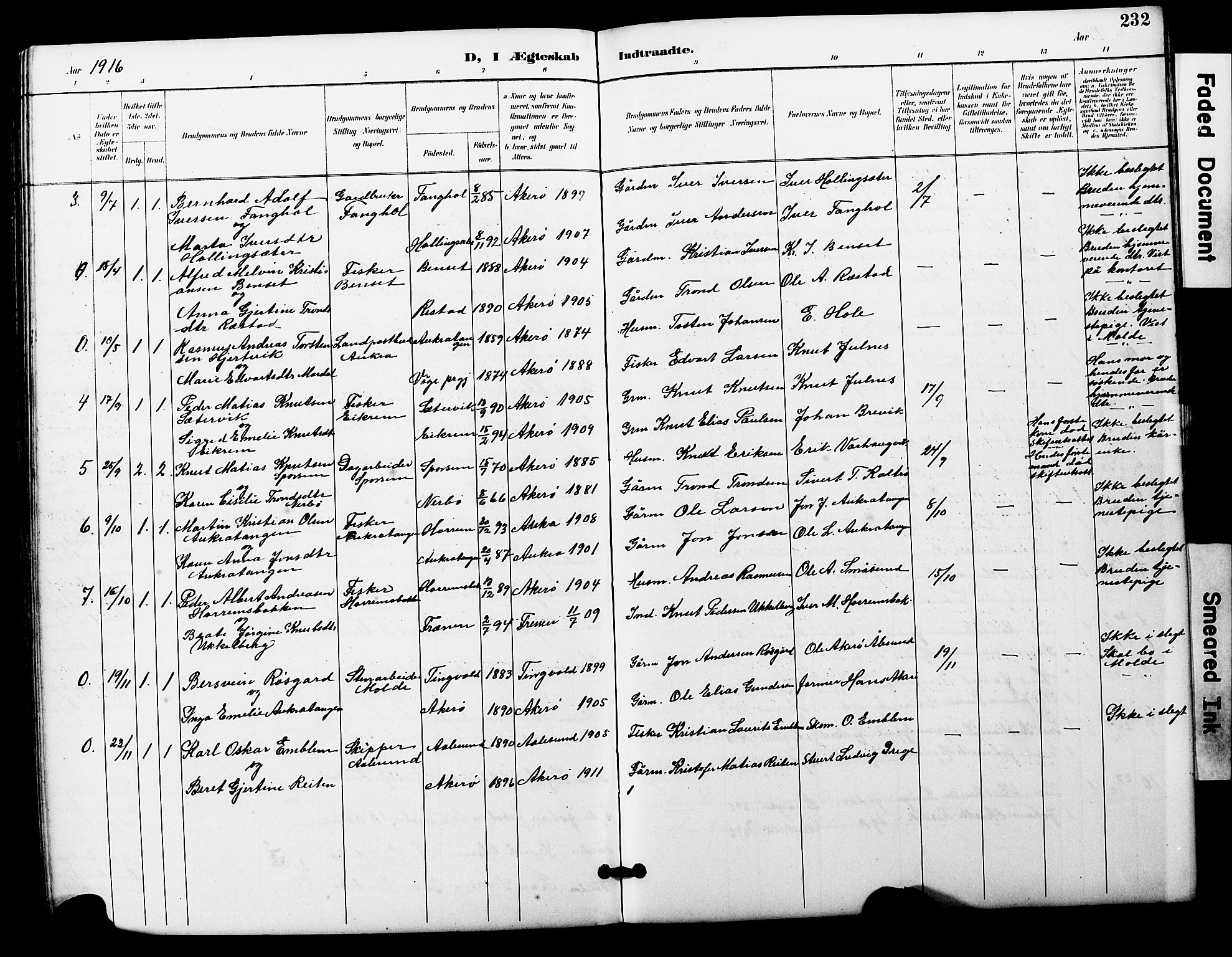 Ministerialprotokoller, klokkerbøker og fødselsregistre - Møre og Romsdal, SAT/A-1454/560/L0725: Parish register (copy) no. 560C02, 1895-1930, p. 232