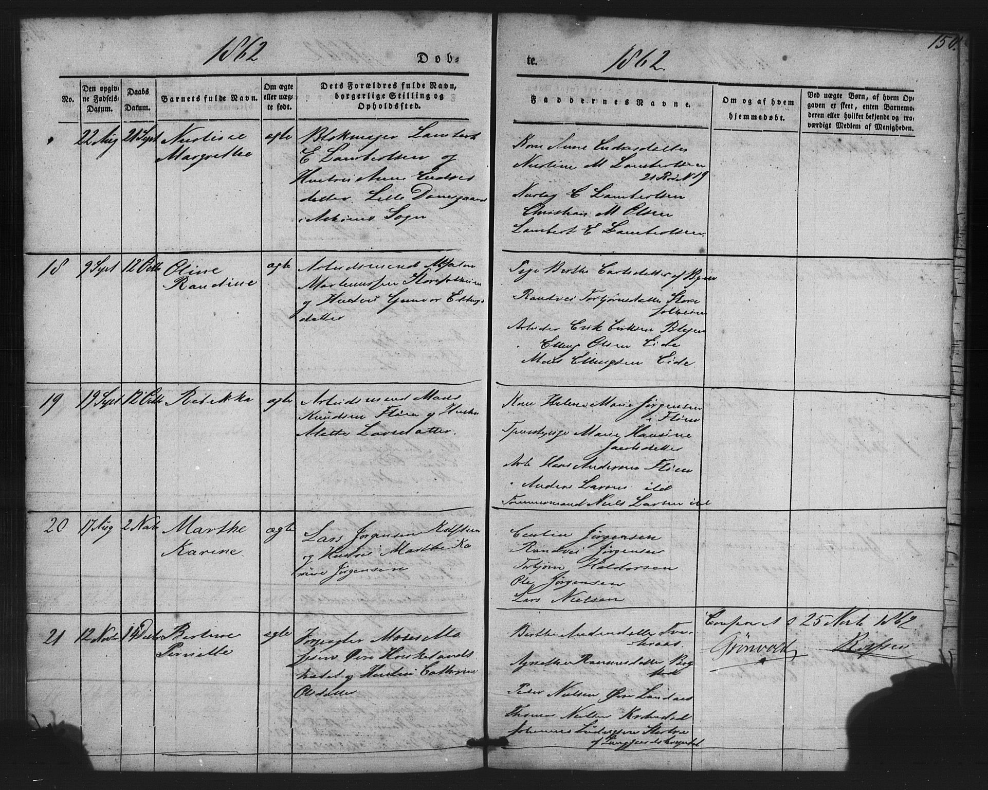 St. Jørgens hospital og Årstad sokneprestembete, AV/SAB-A-99934: Parish register (copy) no. A 2, 1843-1863, p. 150