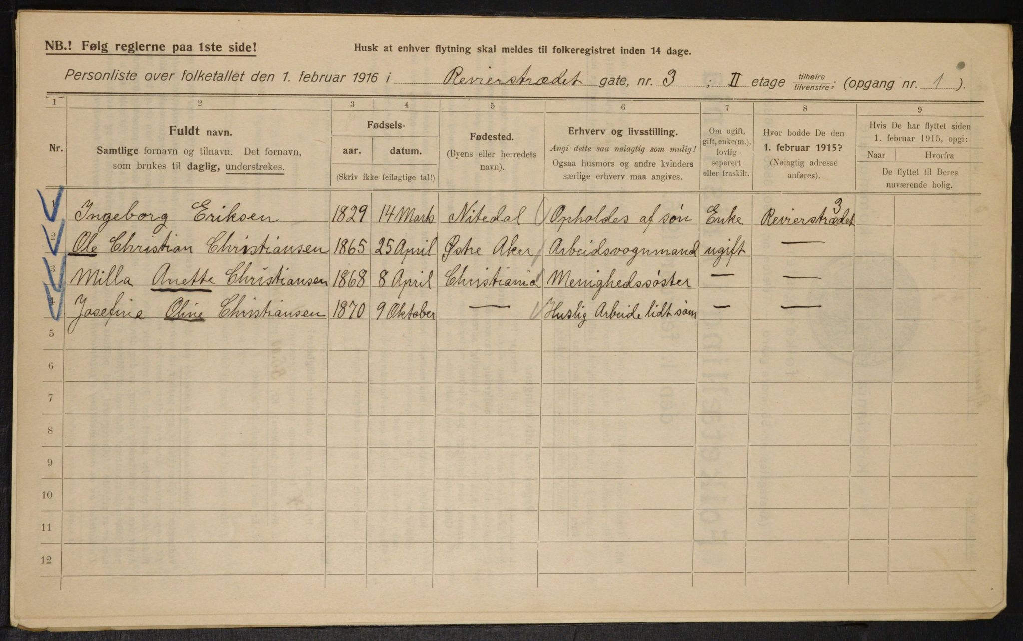 OBA, Municipal Census 1916 for Kristiania, 1916, p. 85026