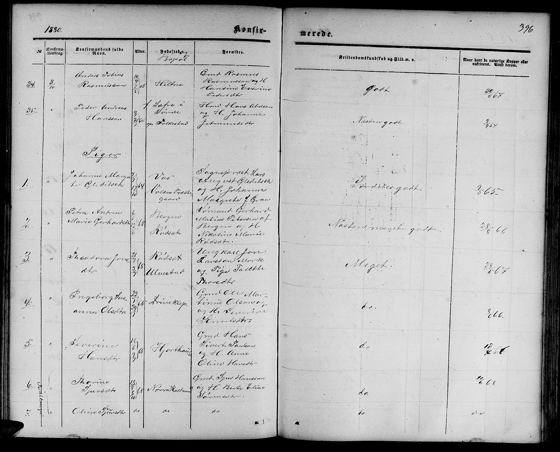 Ministerialprotokoller, klokkerbøker og fødselsregistre - Møre og Romsdal, AV/SAT-A-1454/511/L0157: Parish register (copy) no. 511C03, 1864-1884, p. 396