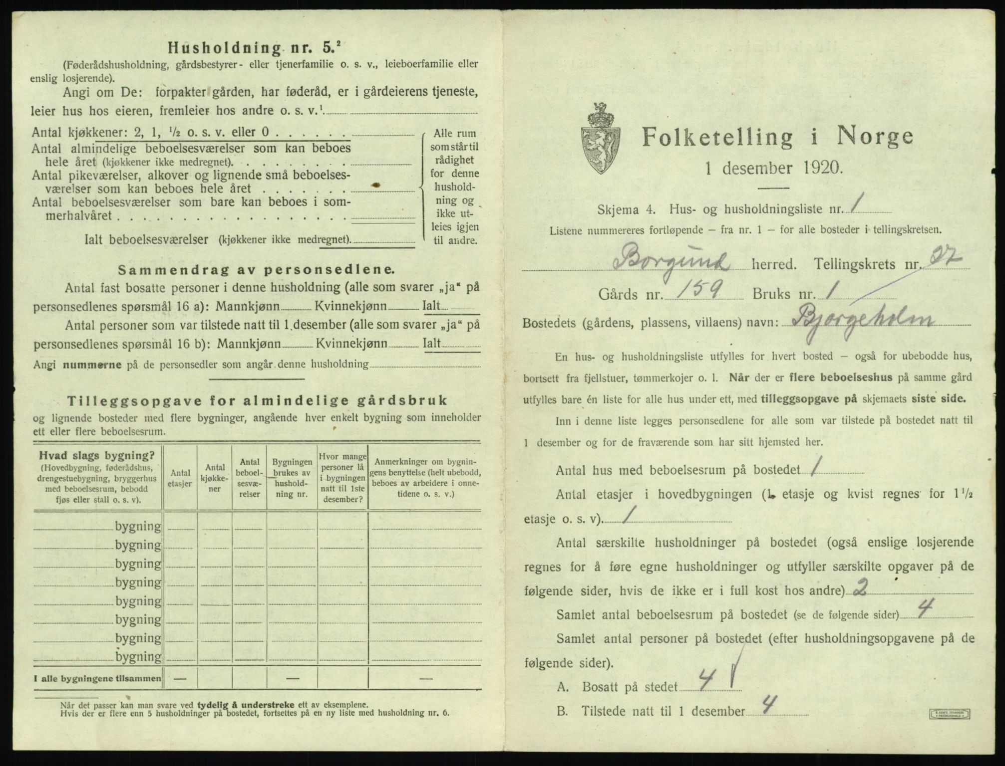 SAT, 1920 census for Borgund, 1920, p. 2138