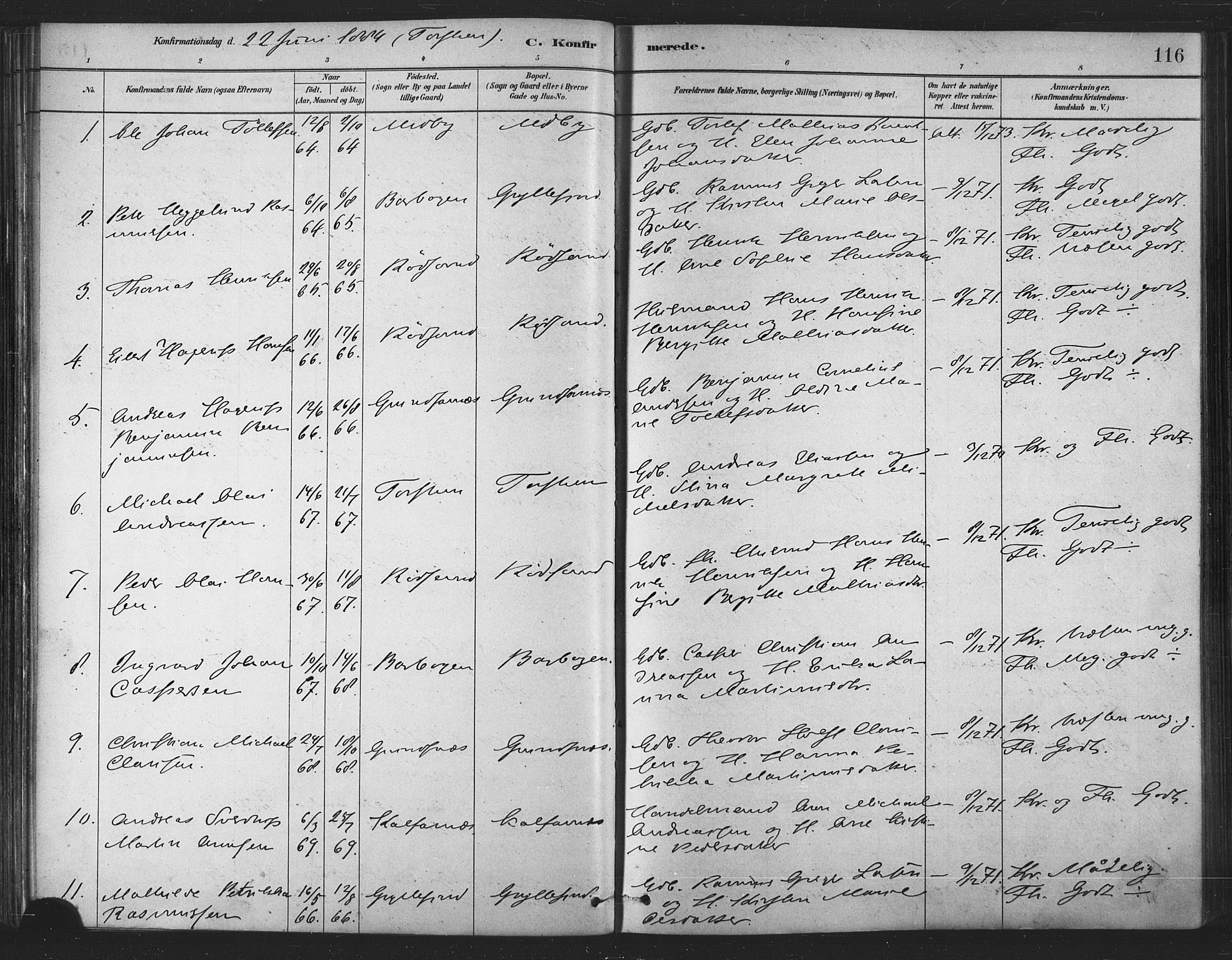 Berg sokneprestkontor, AV/SATØ-S-1318/G/Ga/Gaa/L0004kirke: Parish register (official) no. 4, 1880-1894, p. 116