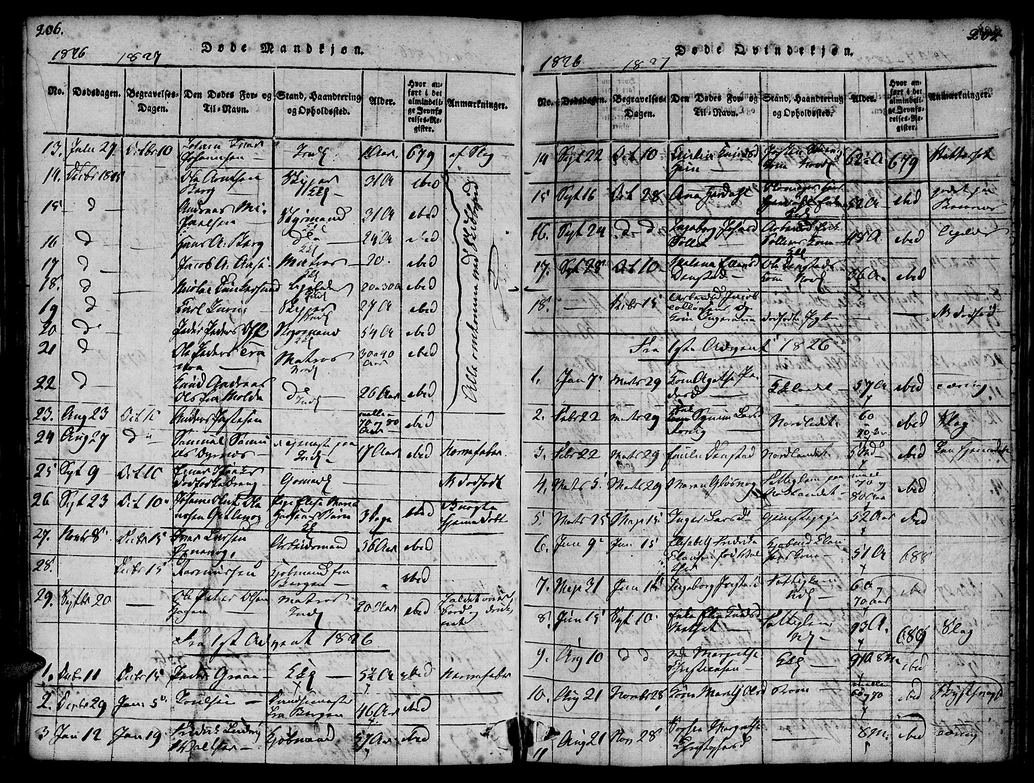 Ministerialprotokoller, klokkerbøker og fødselsregistre - Møre og Romsdal, AV/SAT-A-1454/572/L0842: Parish register (official) no. 572A05, 1819-1832, p. 206-207