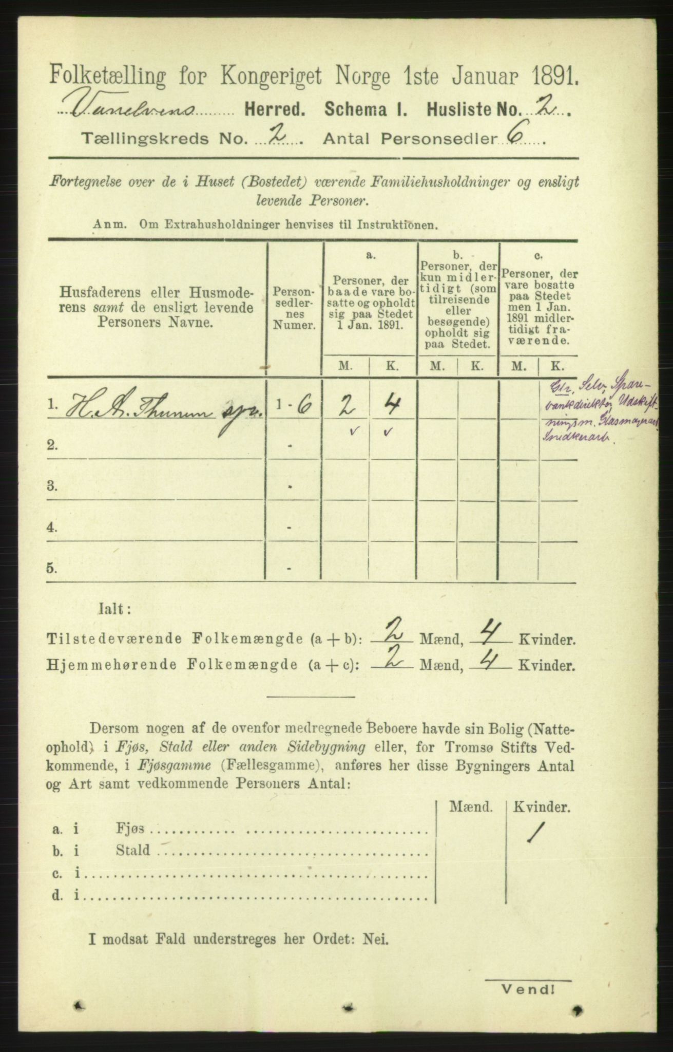 RA, 1891 census for 1511 Vanylven, 1891, p. 600