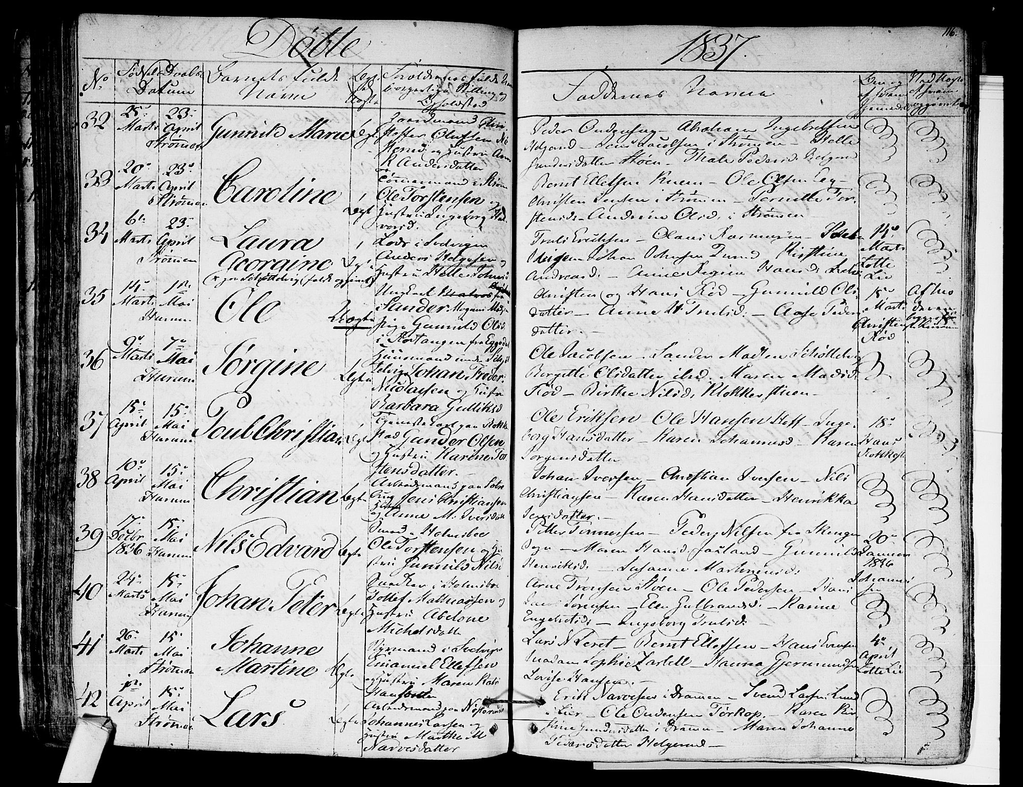 Hurum kirkebøker, AV/SAKO-A-229/F/Fa/L0010: Parish register (official) no. 10, 1827-1846, p. 116