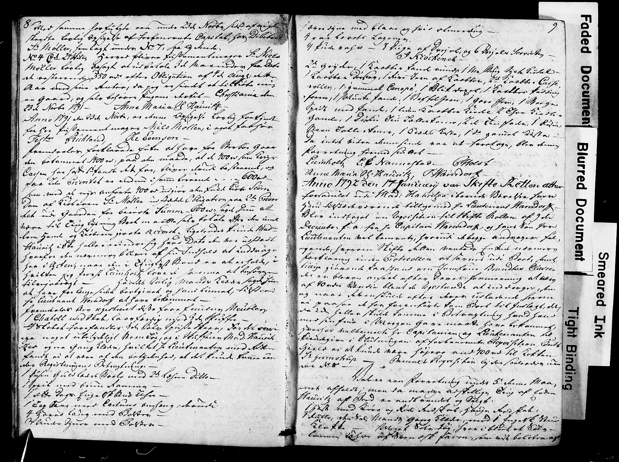 Bragernes prosti, AV/SAKO-A-430/O/Ob/L0004: Skifteprotokoll, 1793-1817, p. 8-9