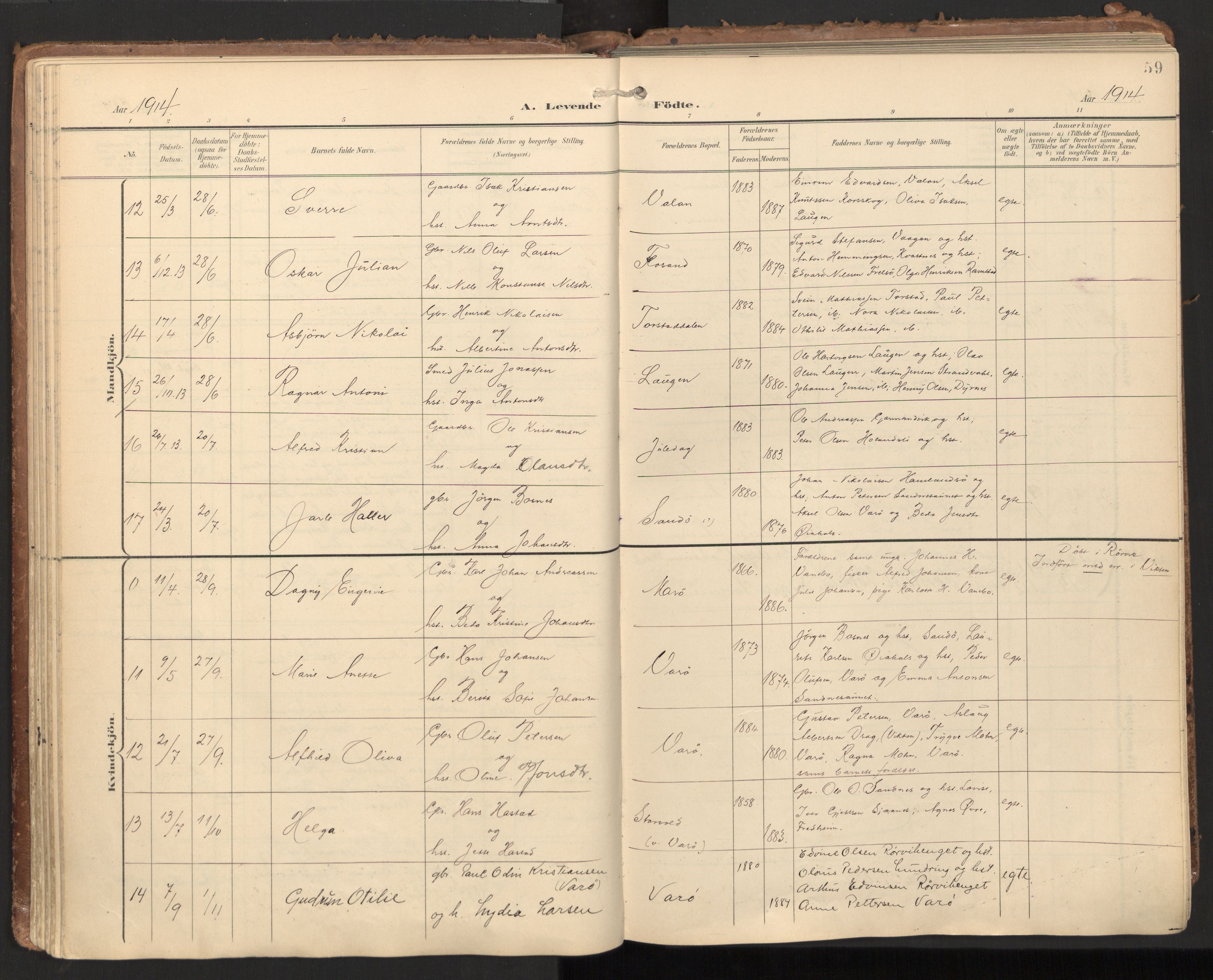 Ministerialprotokoller, klokkerbøker og fødselsregistre - Nord-Trøndelag, SAT/A-1458/784/L0677: Parish register (official) no. 784A12, 1900-1920, p. 59