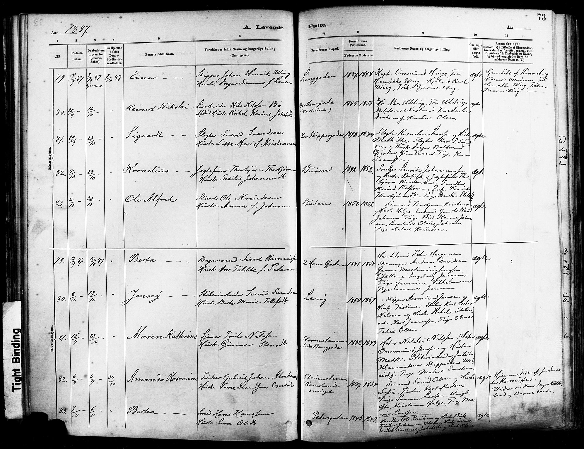 St. Johannes sokneprestkontor, AV/SAST-A-101814/001/30/30BA/L0001: Parish register (official) no. A 1, 1885-1891, p. 73