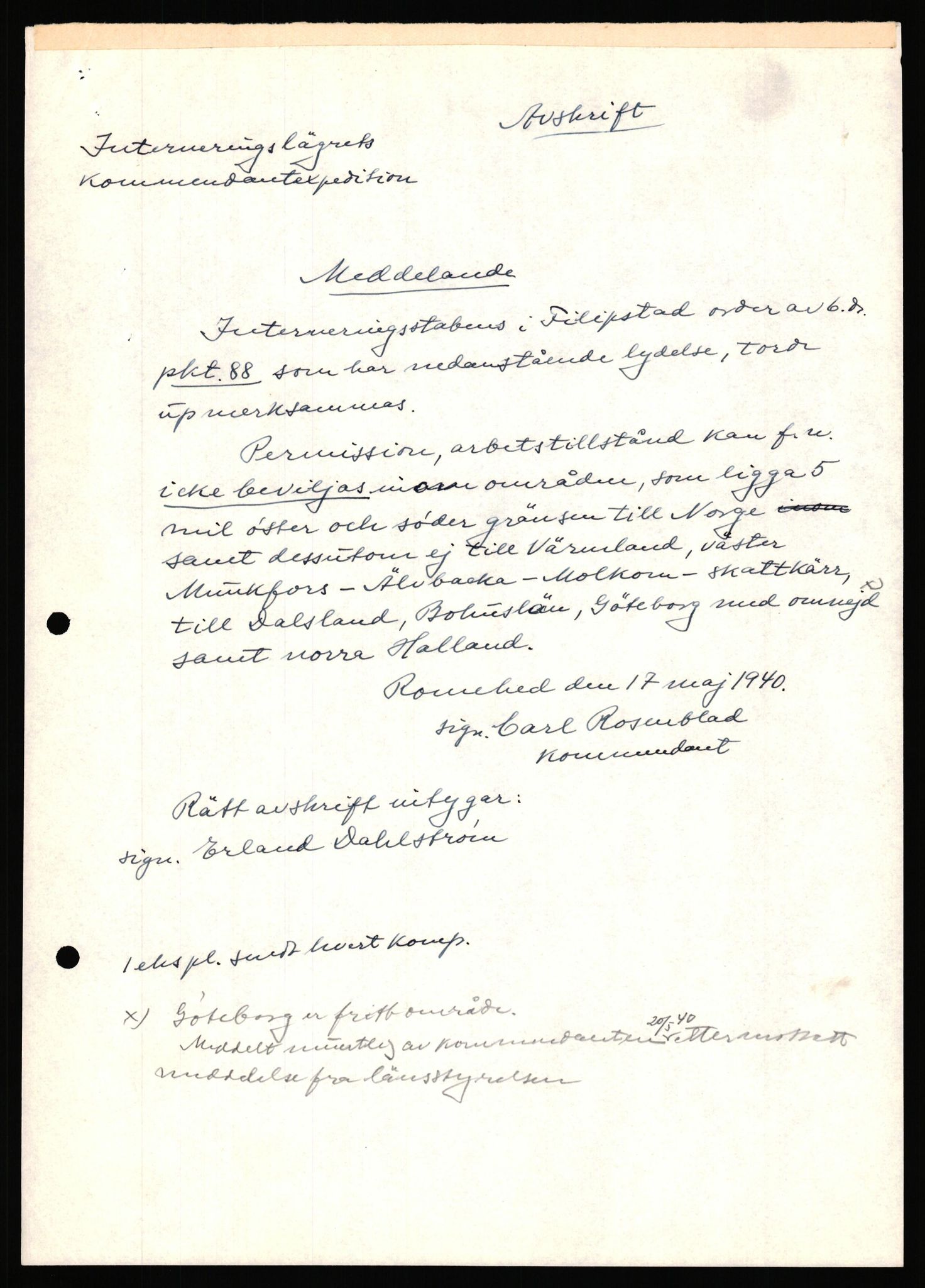 Forsvaret, Forsvarets krigshistoriske avdeling, AV/RA-RAFA-2017/Y/Yf/L0205: II-C-11-2110 - Norske internert i Sverige 1940, 1940, p. 26