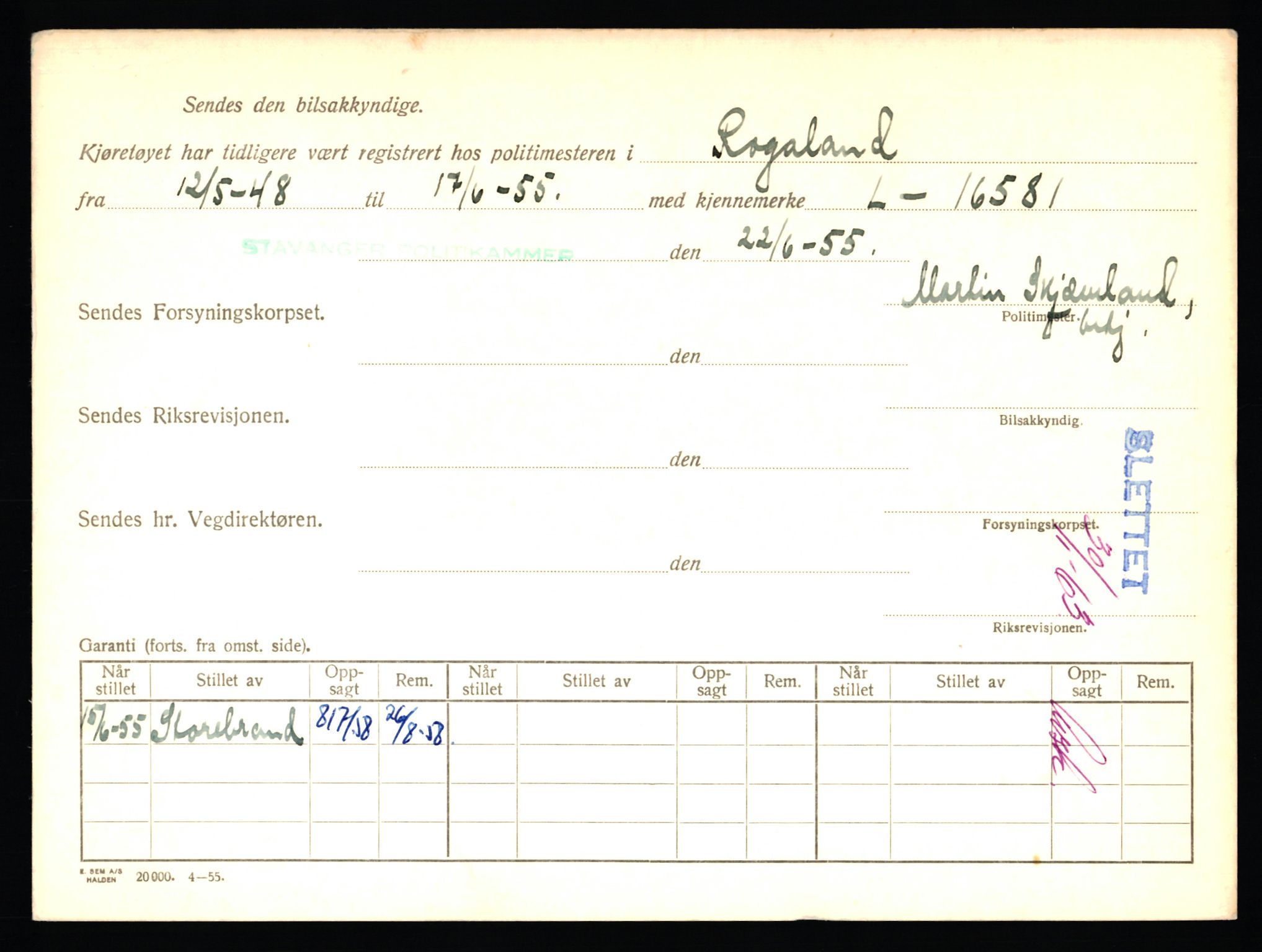 Stavanger trafikkstasjon, AV/SAST-A-101942/0/F/L0004: L-1000 - L-1349, 1930-1971, p. 308