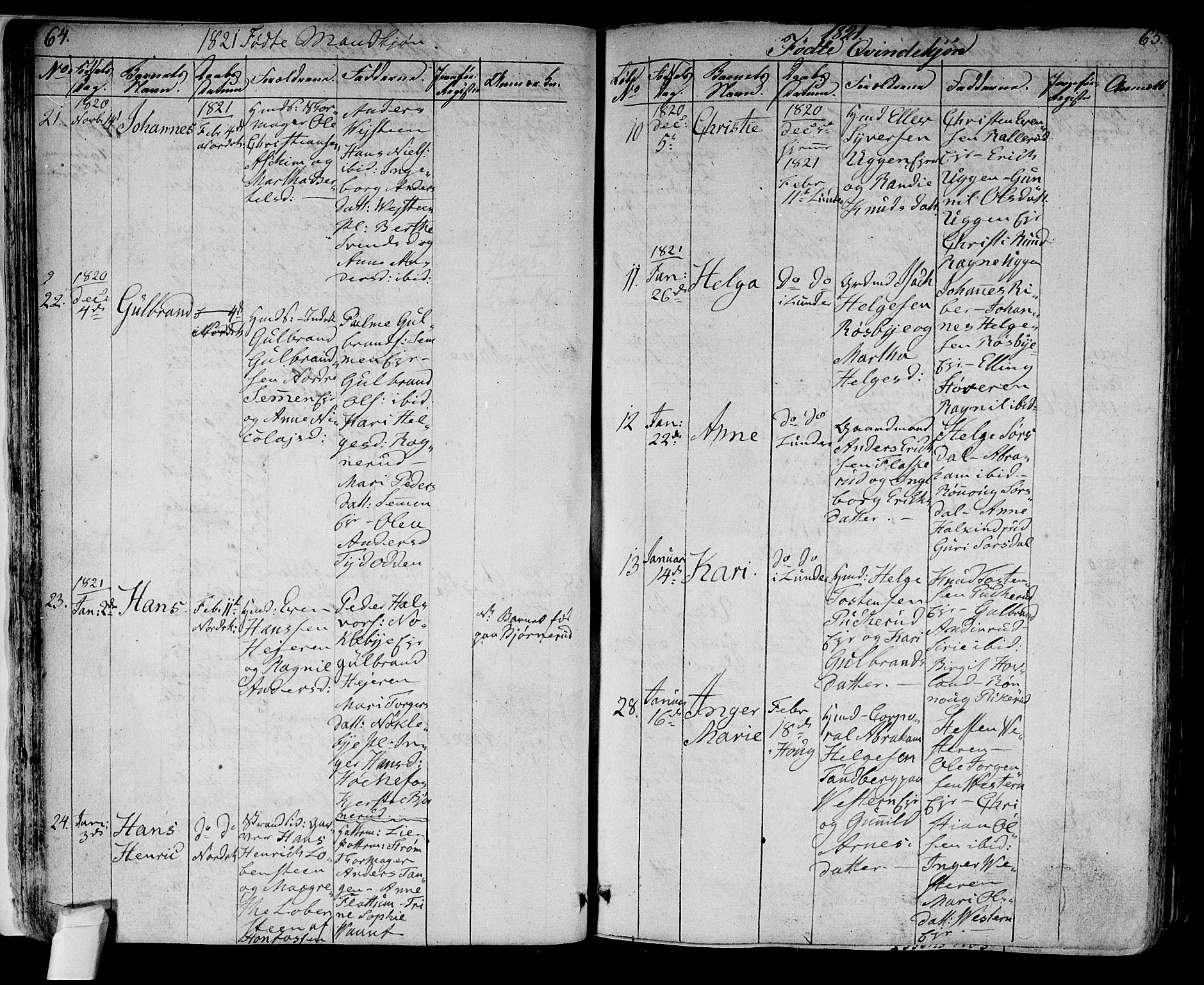 Norderhov kirkebøker, AV/SAKO-A-237/F/Fa/L0009: Parish register (official) no. 9, 1819-1837, p. 64-65