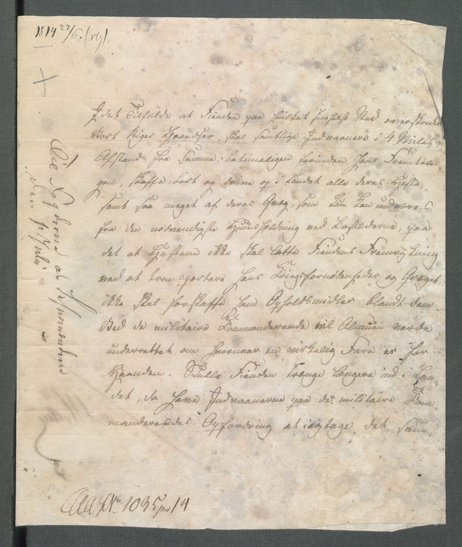 Forskjellige samlinger, Historisk-kronologisk samling, AV/RA-EA-4029/G/Ga/L0009A: Historisk-kronologisk samling. Dokumenter fra januar og ut september 1814. , 1814, p. 140