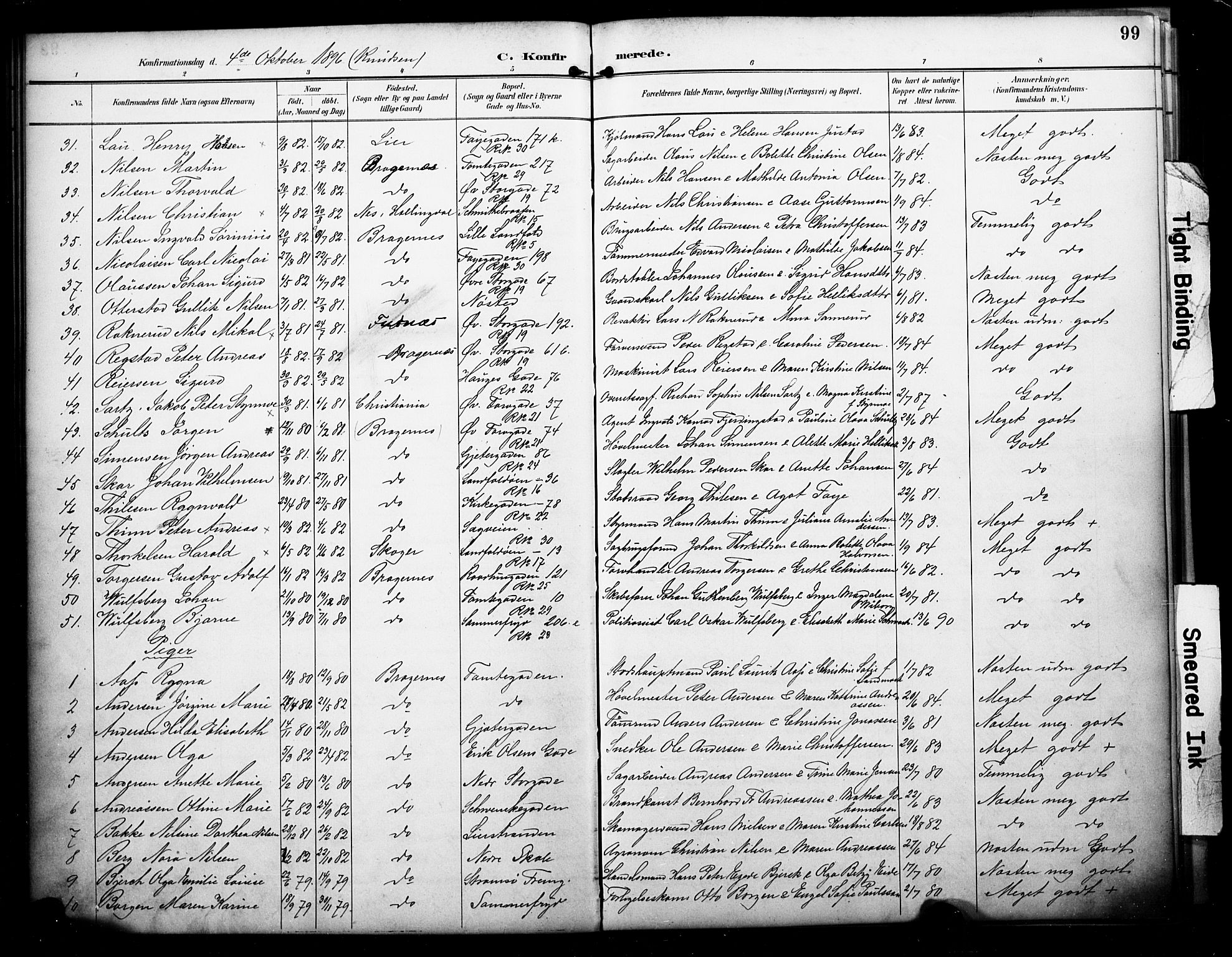 Bragernes kirkebøker, AV/SAKO-A-6/F/Fc/L0006: Parish register (official) no. III 6, 1888-1899, p. 99