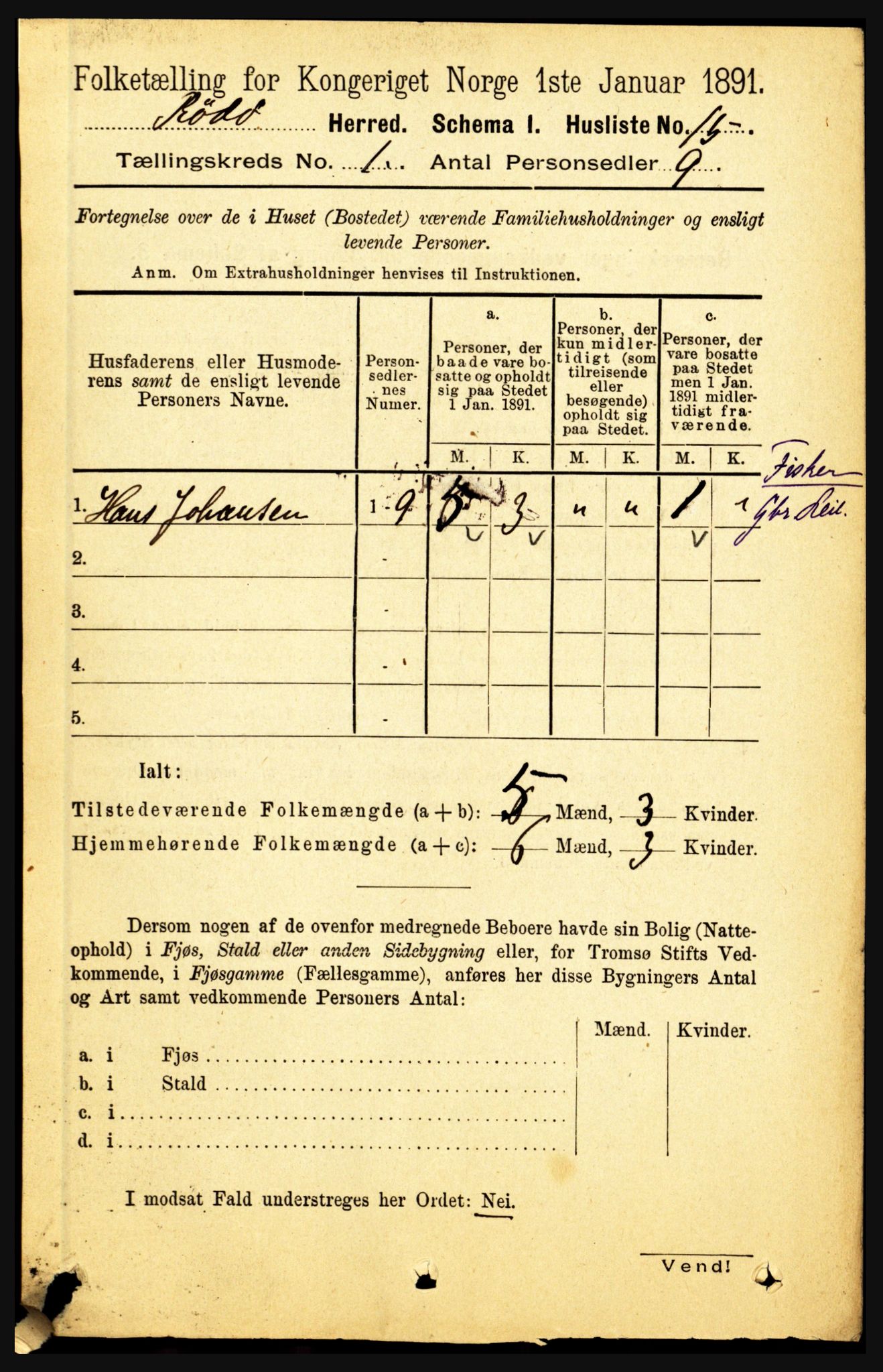 RA, 1891 census for 1836 Rødøy, 1891, p. 32