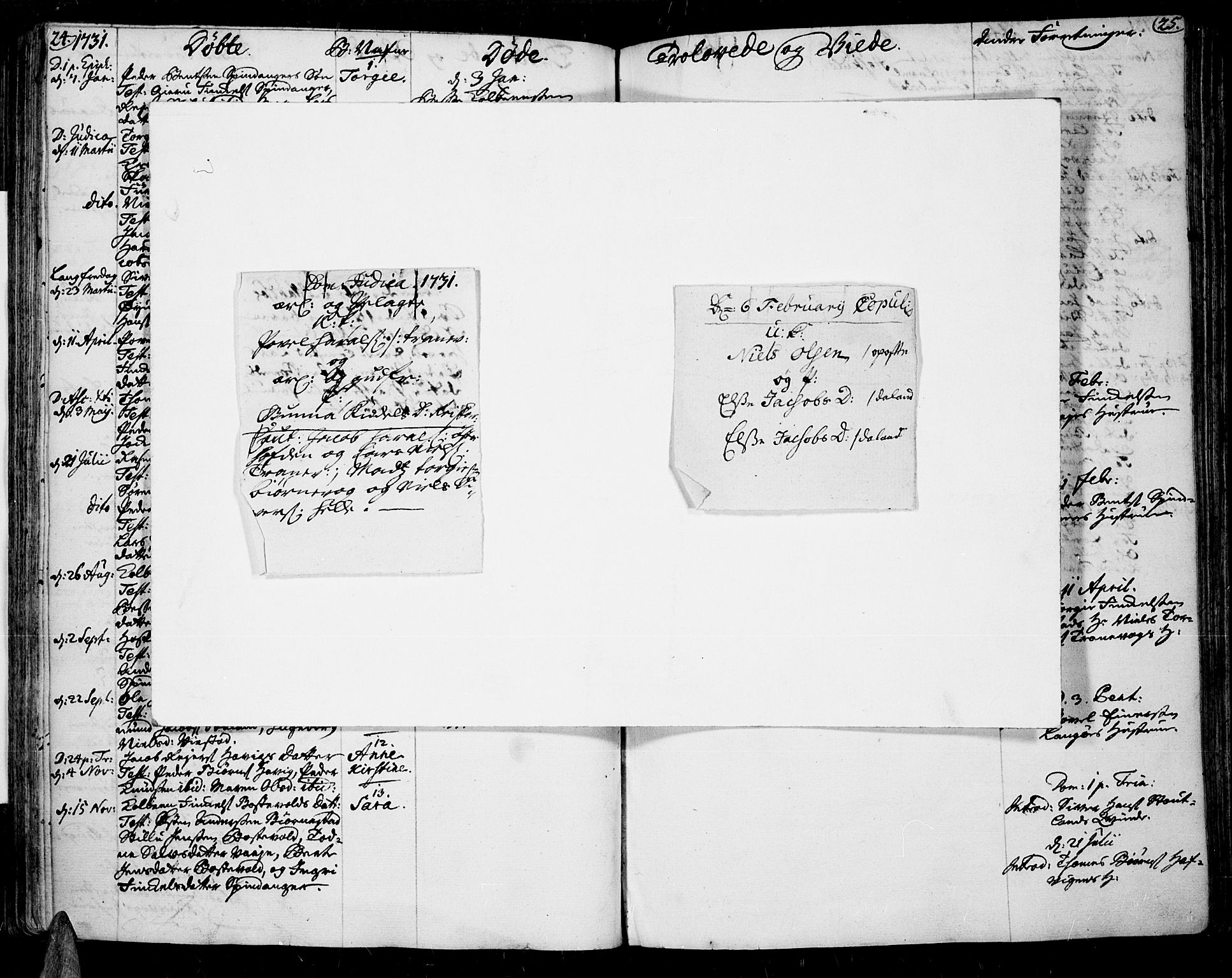 Lista sokneprestkontor, SAK/1111-0027/F/Fa/L0002: Parish register (official) no. A 2 /3, 1726-1751, p. 24-25