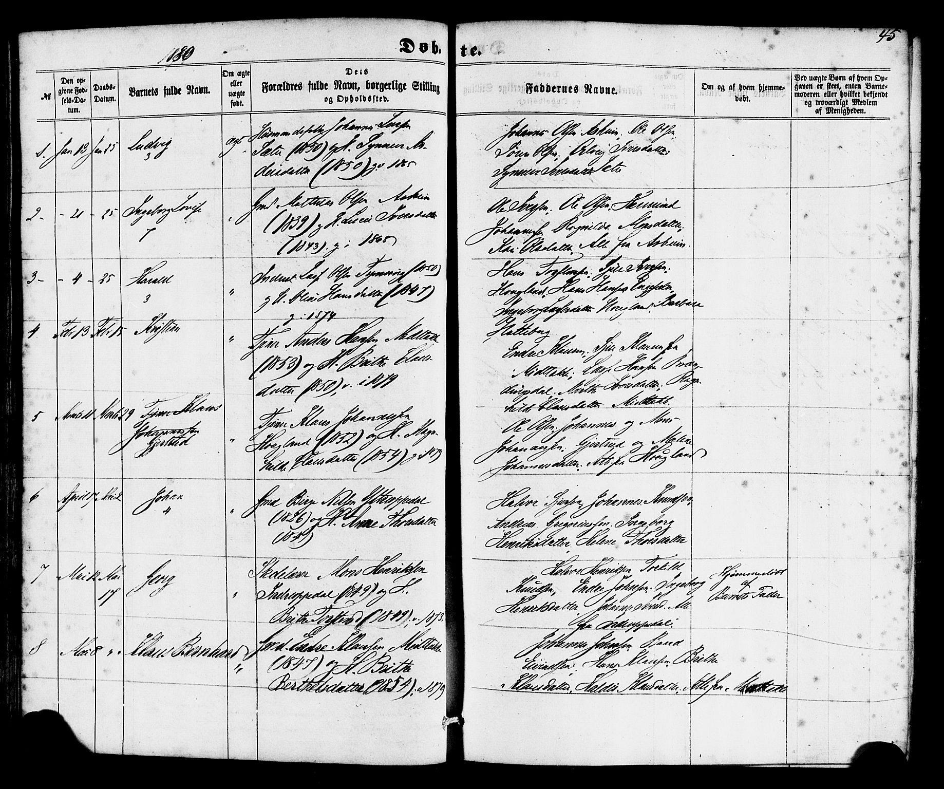 Gulen sokneprestembete, SAB/A-80201/H/Haa/Haac/L0001: Parish register (official) no. C 1, 1859-1881, p. 45