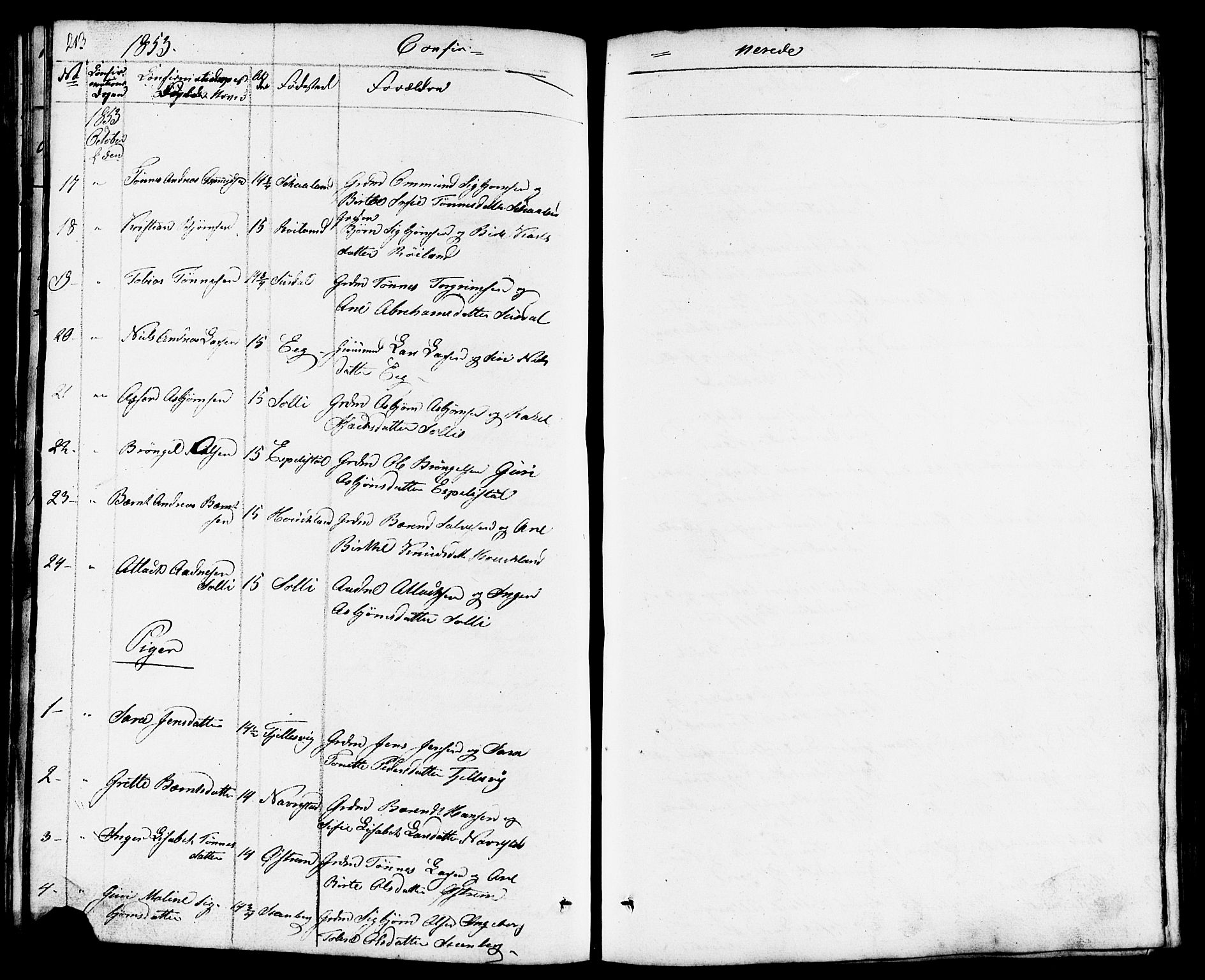 Lund sokneprestkontor, AV/SAST-A-101809/S07/L0003: Parish register (copy) no. B 3, 1848-1885, p. 213