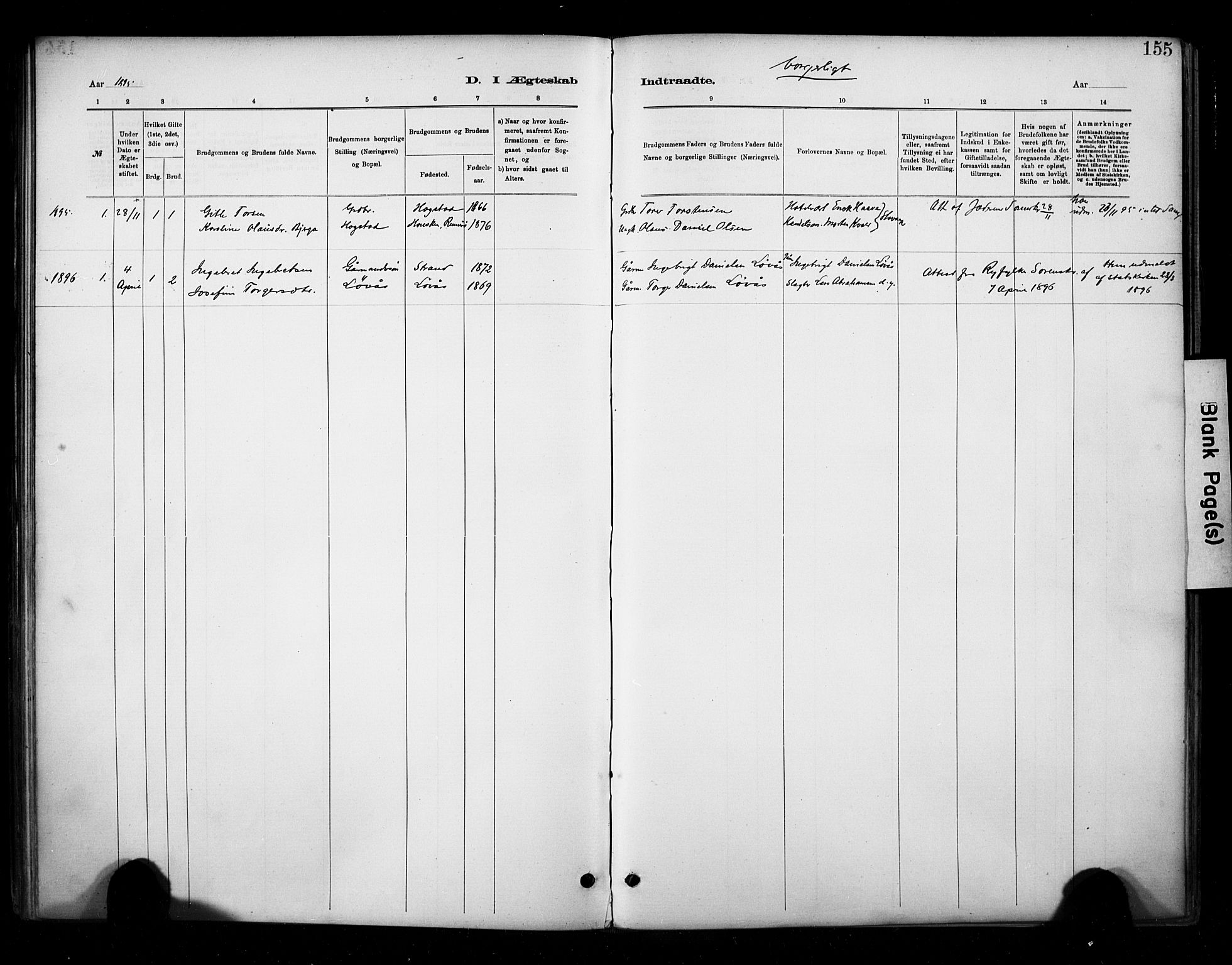 Hetland sokneprestkontor, AV/SAST-A-101826/30/30BA/L0010: Parish register (official) no. A 10, 1882-1925, p. 155