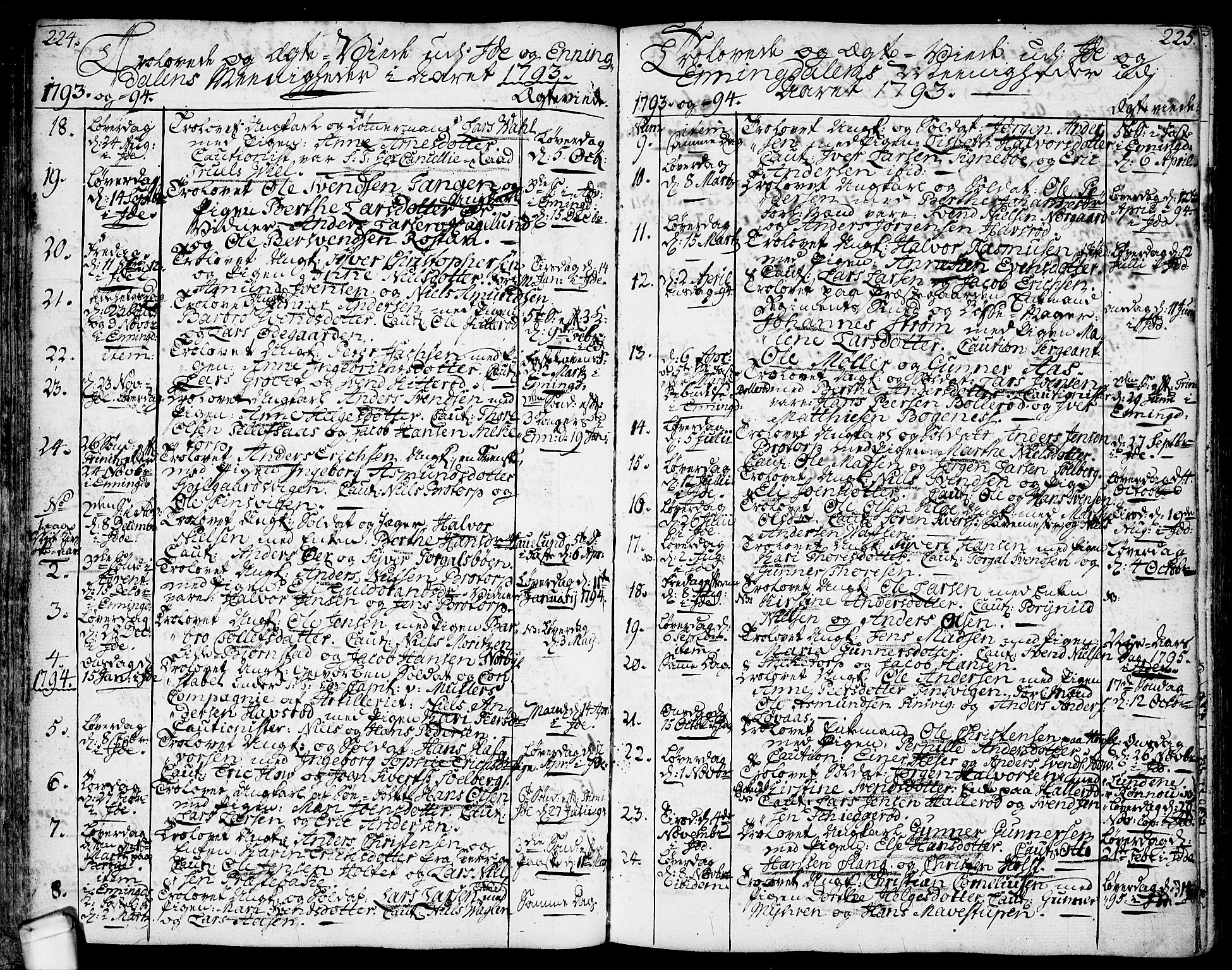 Idd prestekontor Kirkebøker, SAO/A-10911/F/Fc/L0001: Parish register (official) no. III 1, 1770-1814, p. 224-225