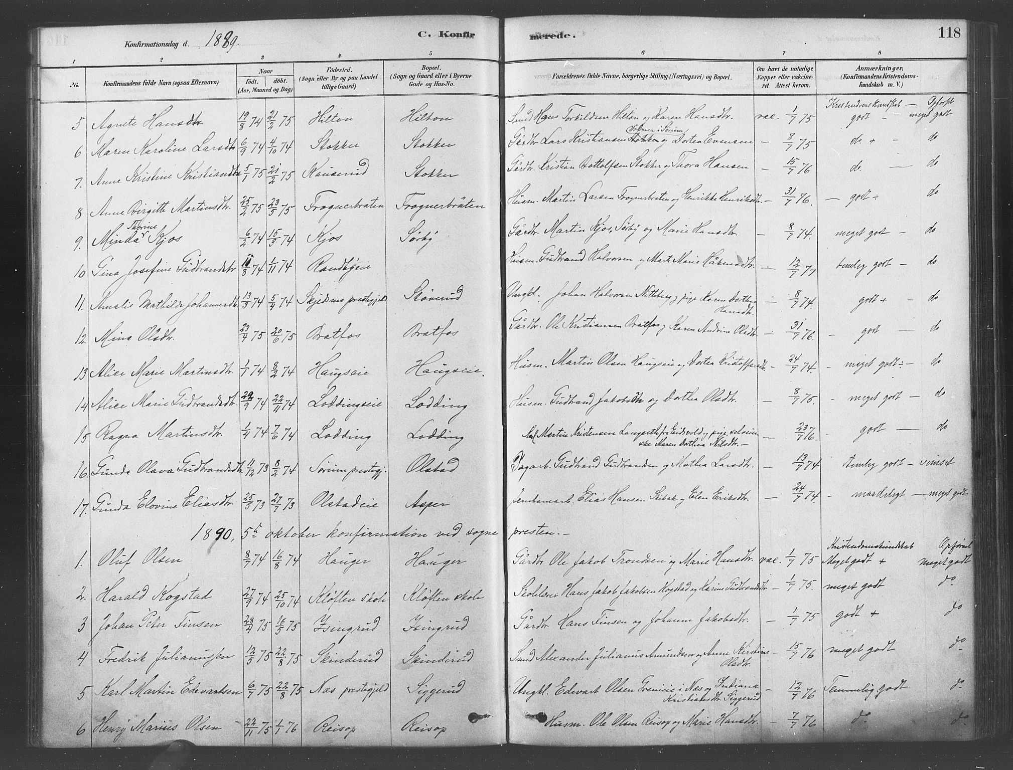 Ullensaker prestekontor Kirkebøker, SAO/A-10236a/F/Fa/L0019: Parish register (official) no. I 19, 1878-1891, p. 118