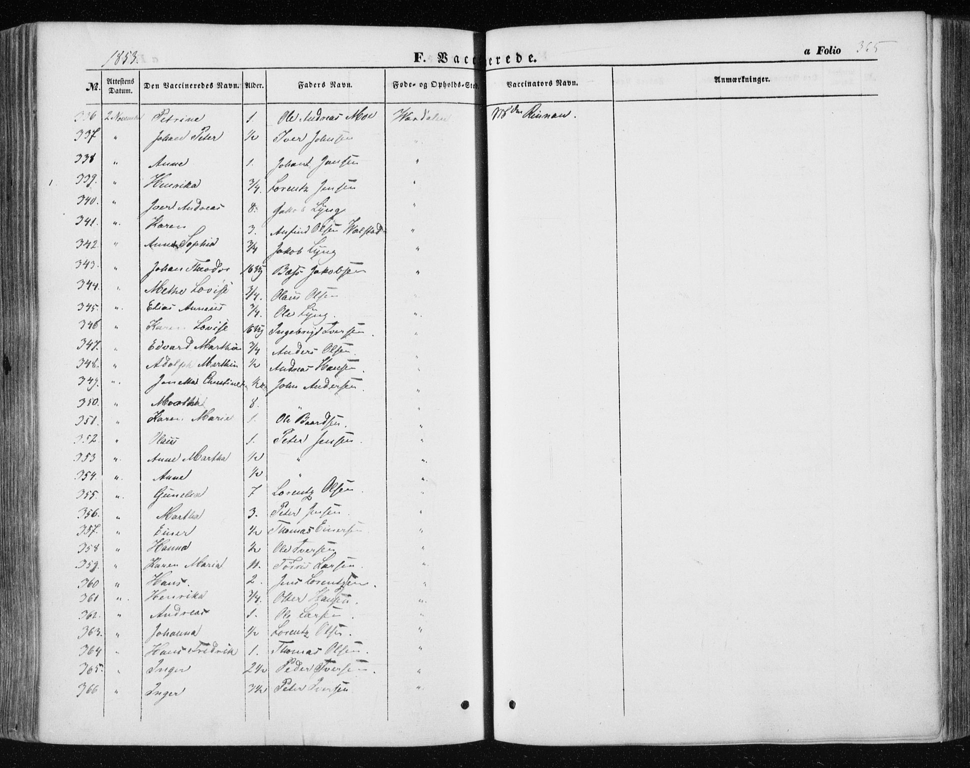 Ministerialprotokoller, klokkerbøker og fødselsregistre - Nord-Trøndelag, AV/SAT-A-1458/723/L0240: Parish register (official) no. 723A09, 1852-1860, p. 365