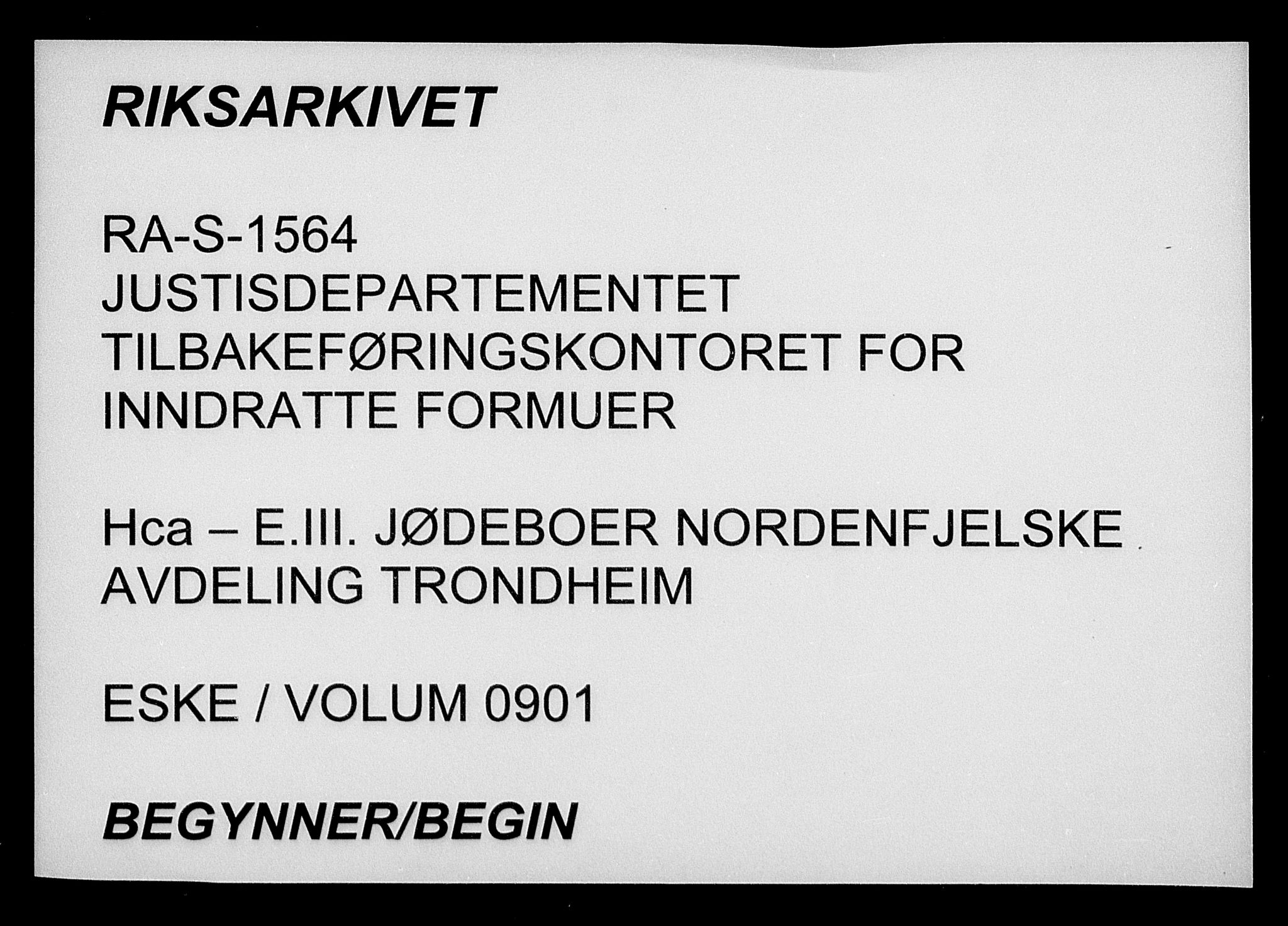 Justisdepartementet, Tilbakeføringskontoret for inndratte formuer, AV/RA-S-1564/H/Hc/Hca/L0901: --, 1945-1947, p. 1