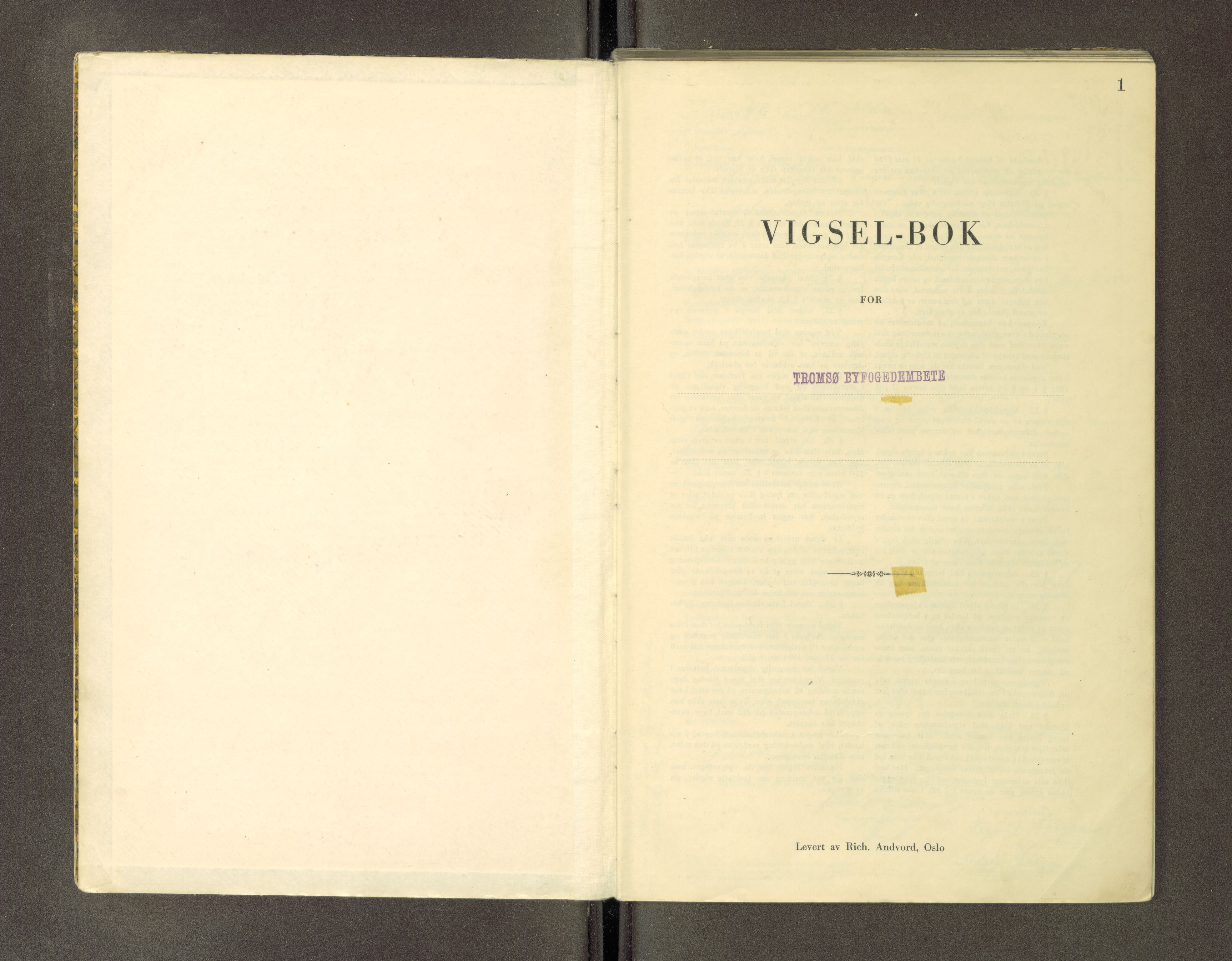 Tromsø byfogd/byrett, AV/SATØ-SATØ-0063/1/Ob/Obc/L0986: Vigselsbok, 1942-1945, p. 1