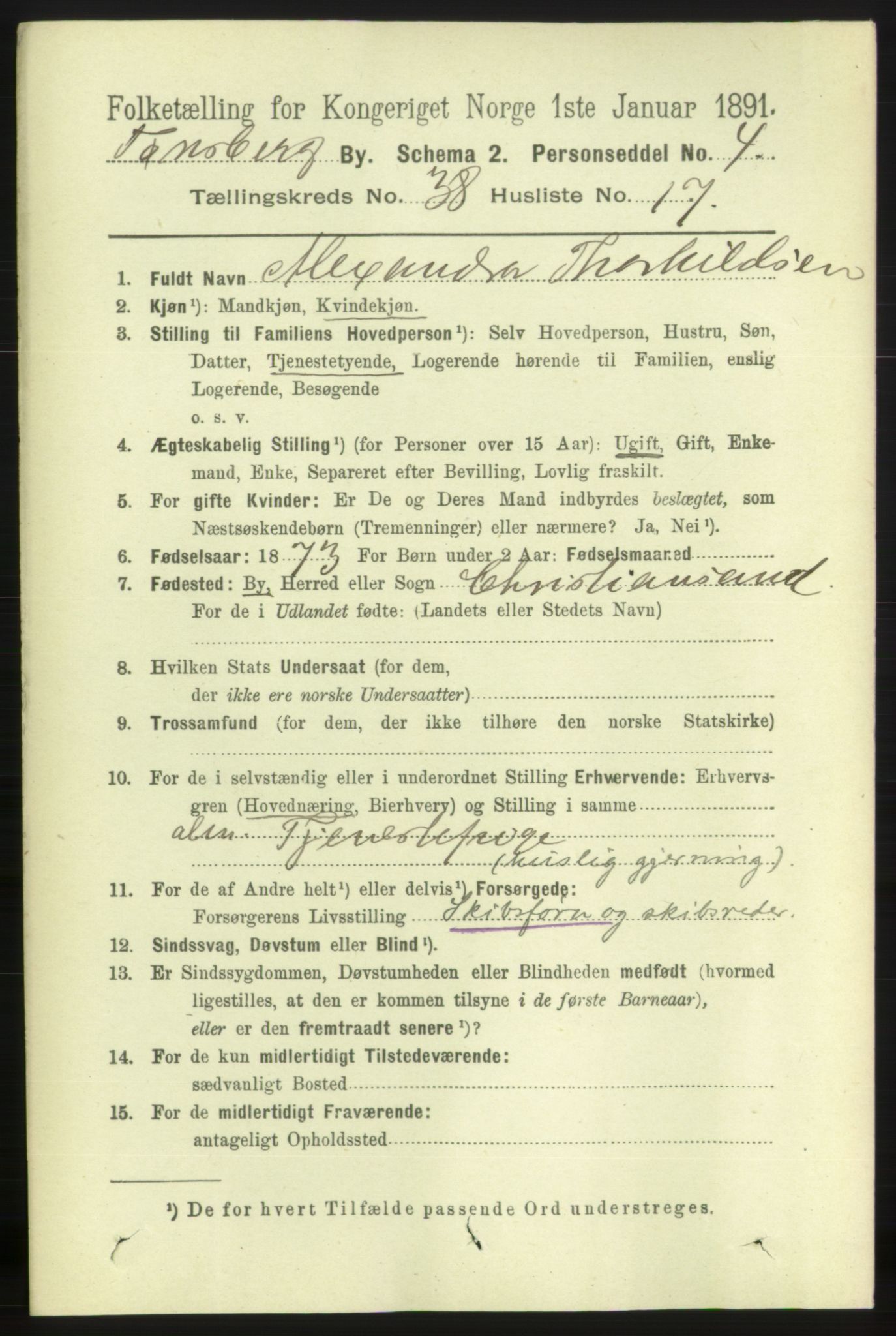 RA, 1891 census for 0705 Tønsberg, 1891, p. 8261