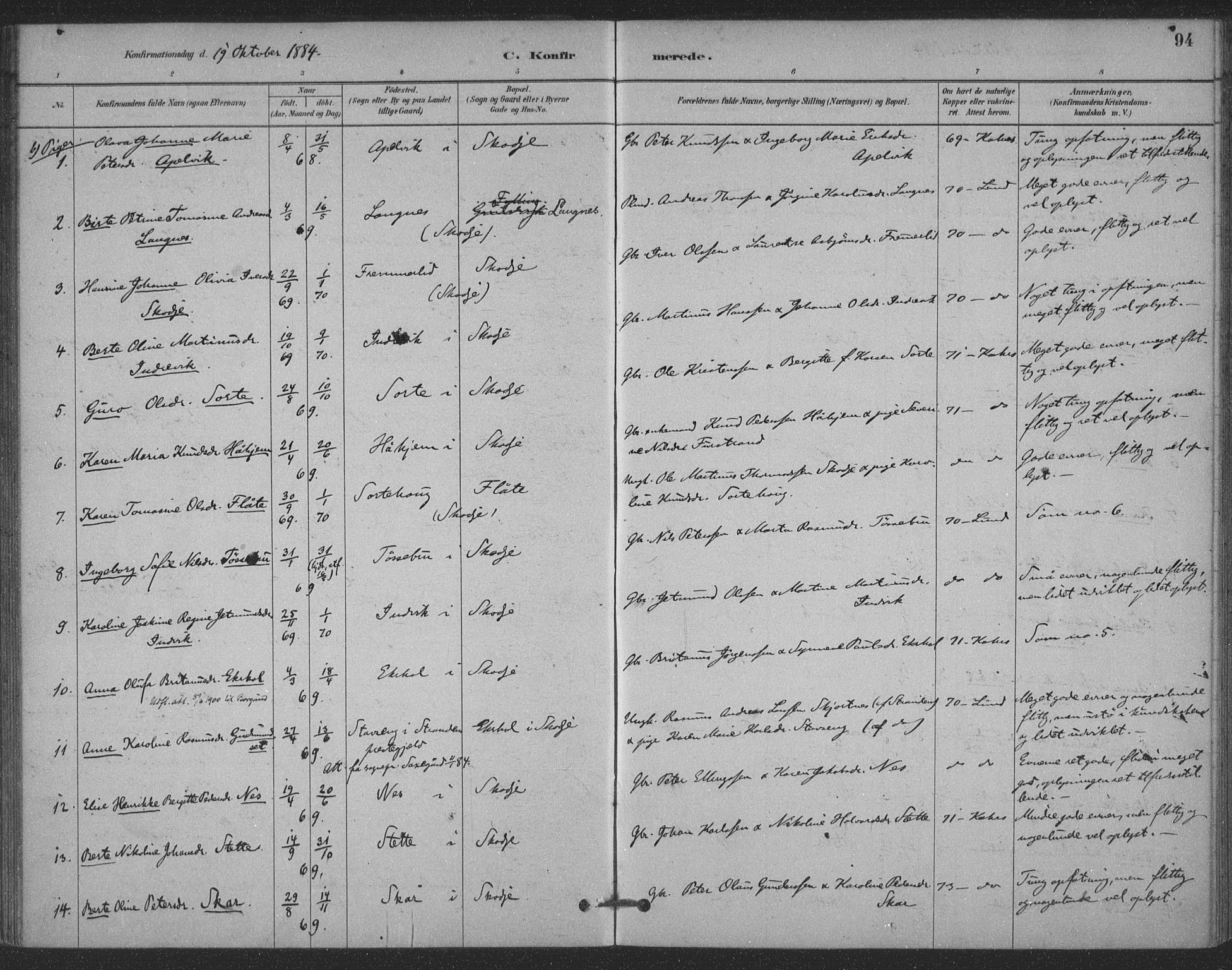 Ministerialprotokoller, klokkerbøker og fødselsregistre - Møre og Romsdal, AV/SAT-A-1454/524/L0356: Parish register (official) no. 524A08, 1880-1899, p. 94