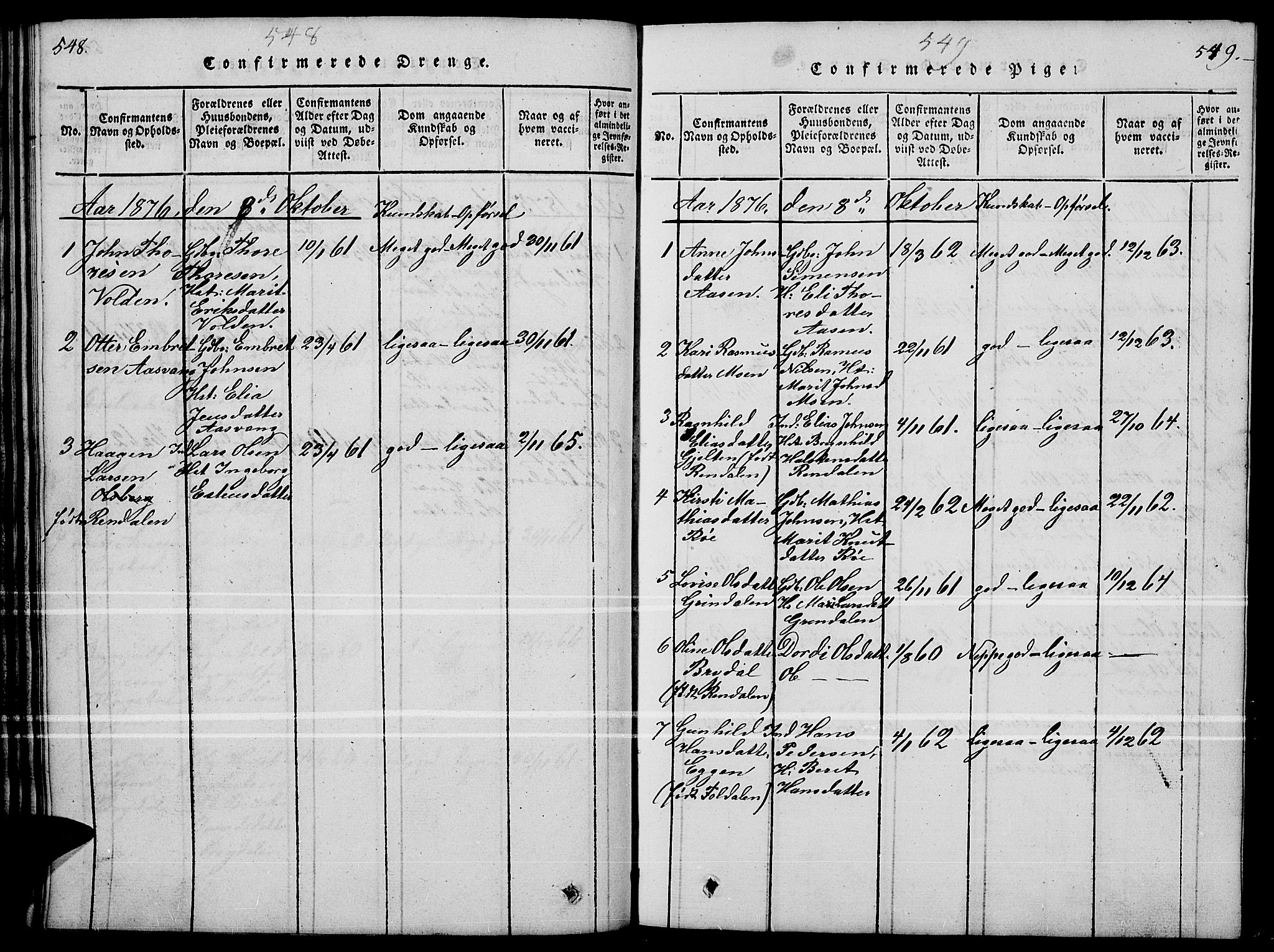 Tynset prestekontor, SAH/PREST-058/H/Ha/Hab/L0004: Parish register (copy) no. 4, 1814-1879, p. 548-549