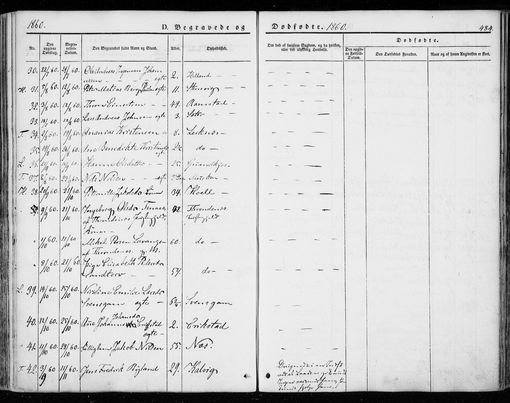 Ministerialprotokoller, klokkerbøker og fødselsregistre - Nordland, AV/SAT-A-1459/872/L1033: Parish register (official) no. 872A08, 1840-1863, p. 484