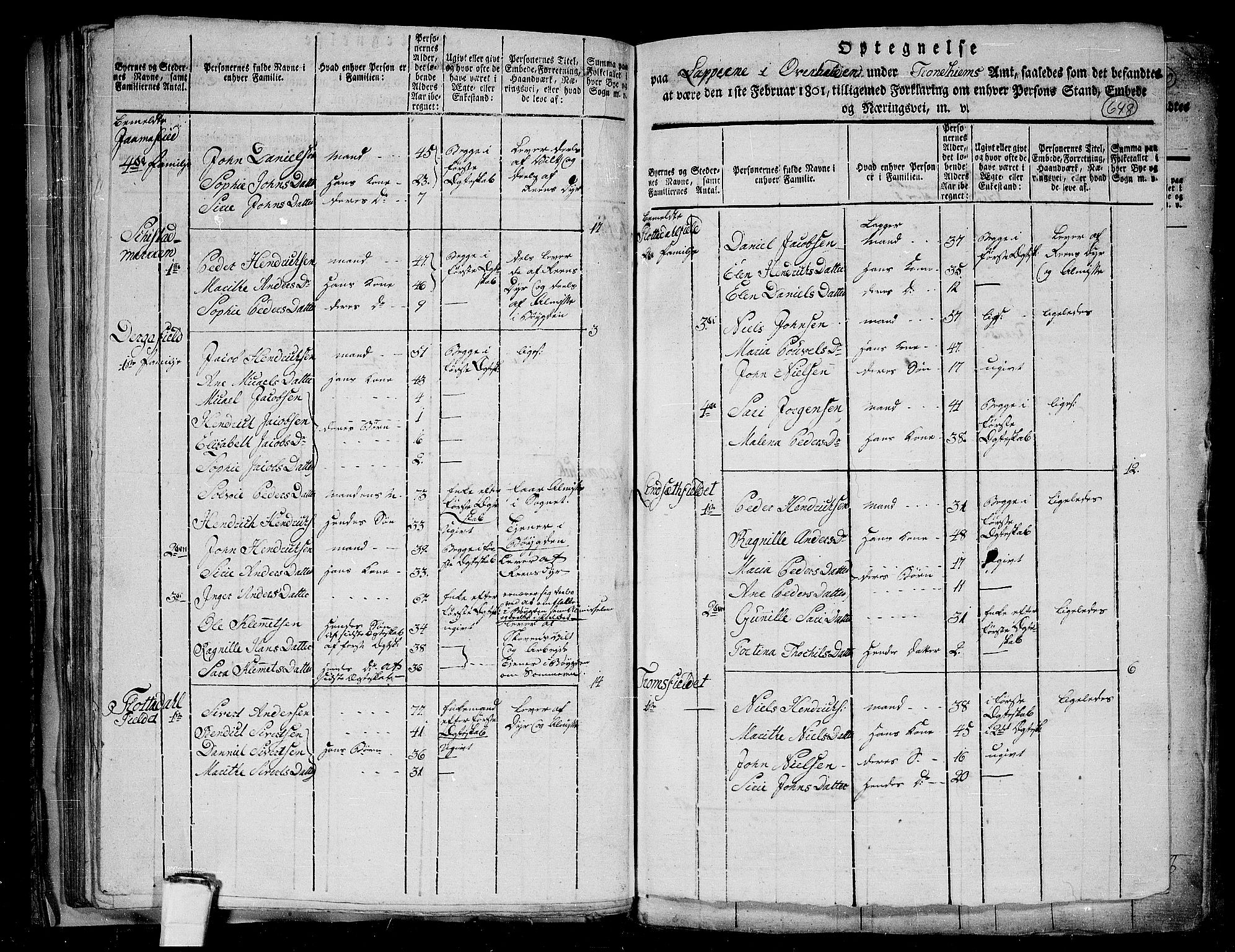 RA, 1801 census for 1744P Overhalla, 1801, p. 647b-648a