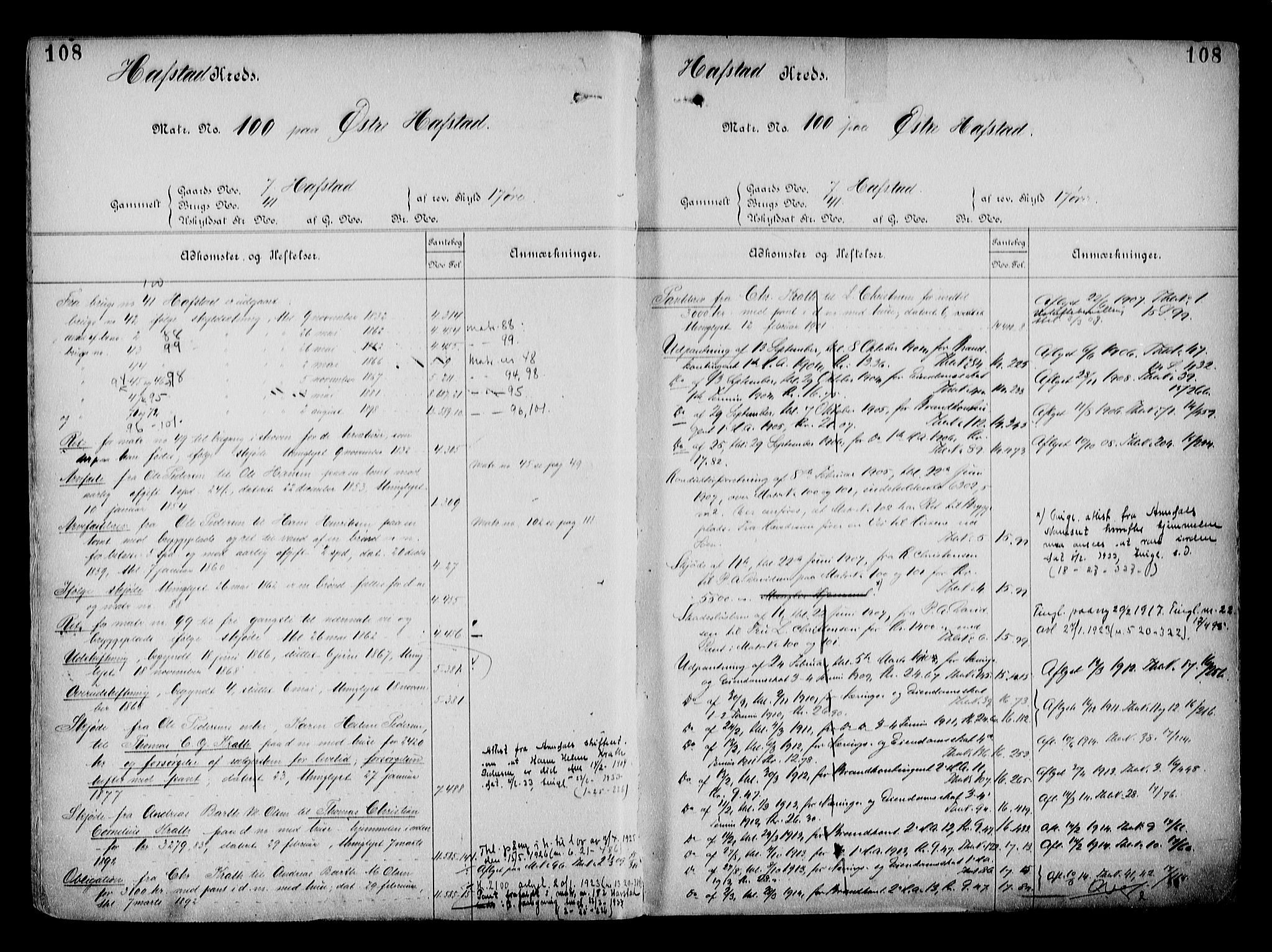 Arendal byfogd, AV/SAK-1222-0001/G/Ga/L0015: Mortgage register no. 13, 1860-1960, p. 108