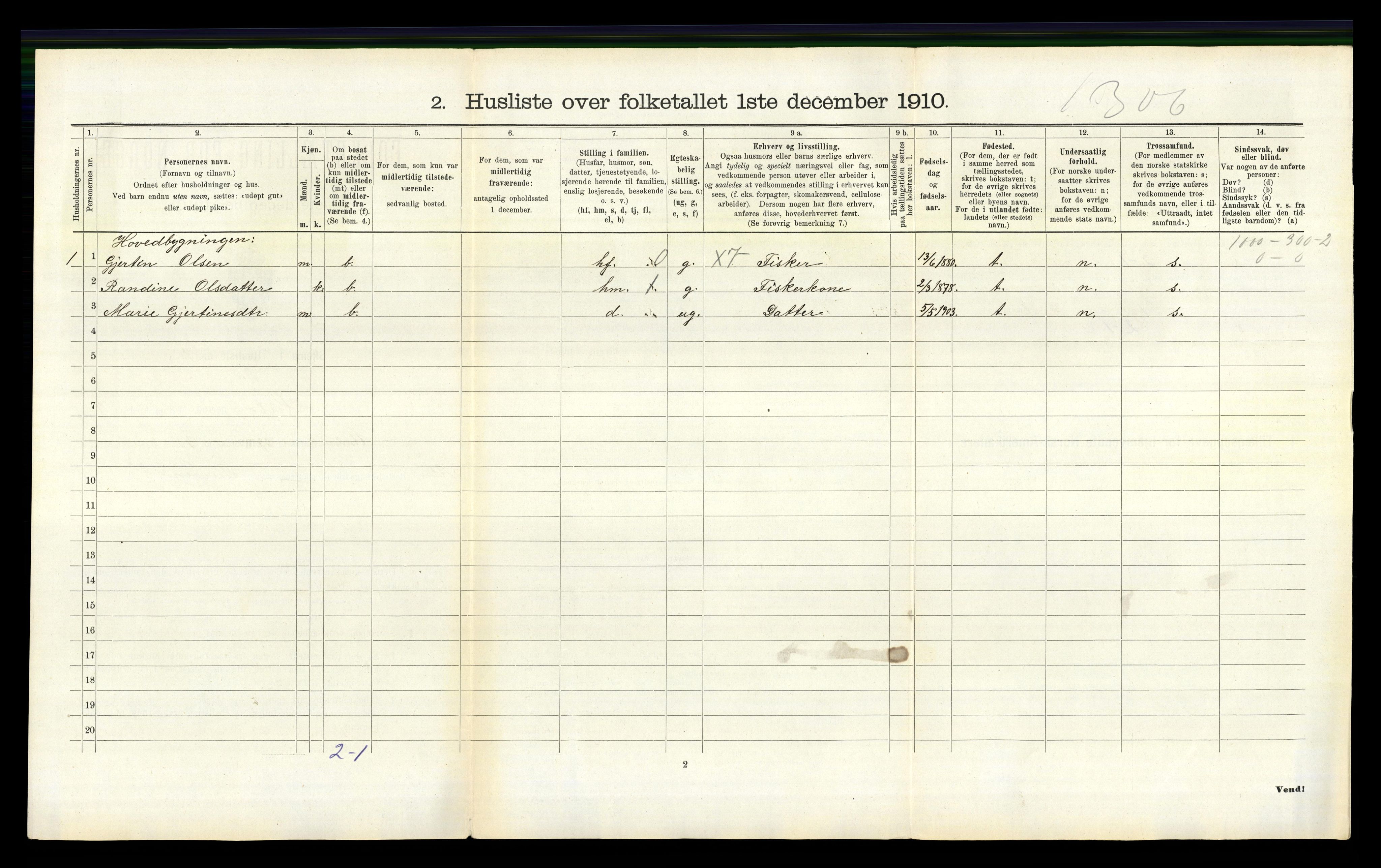RA, 1910 census for Herdla, 1910, p. 665