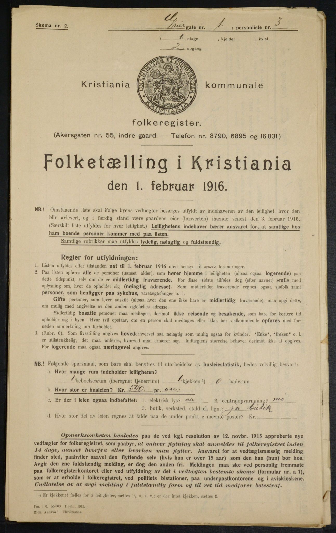 OBA, Municipal Census 1916 for Kristiania, 1916, p. 30764